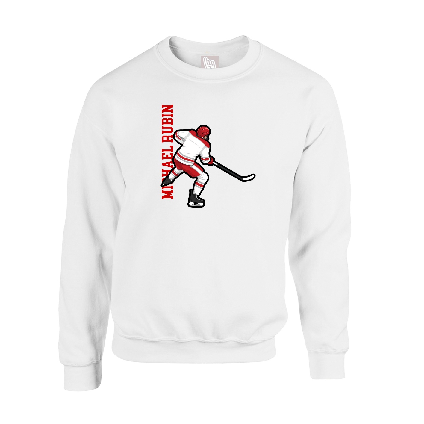Fleece Crew — Name Vertical in White