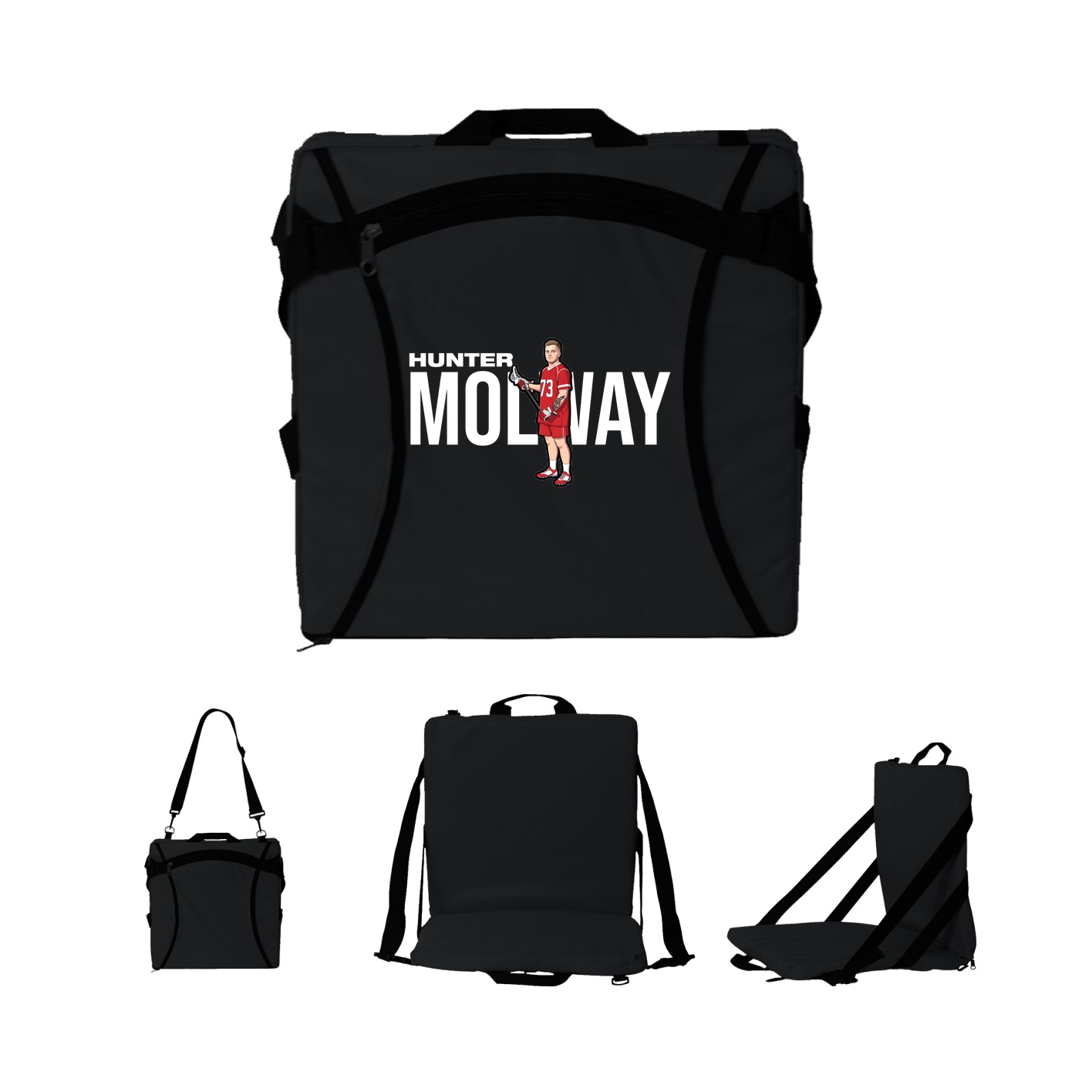 Folding Stadium Seat — Player Name in Black
