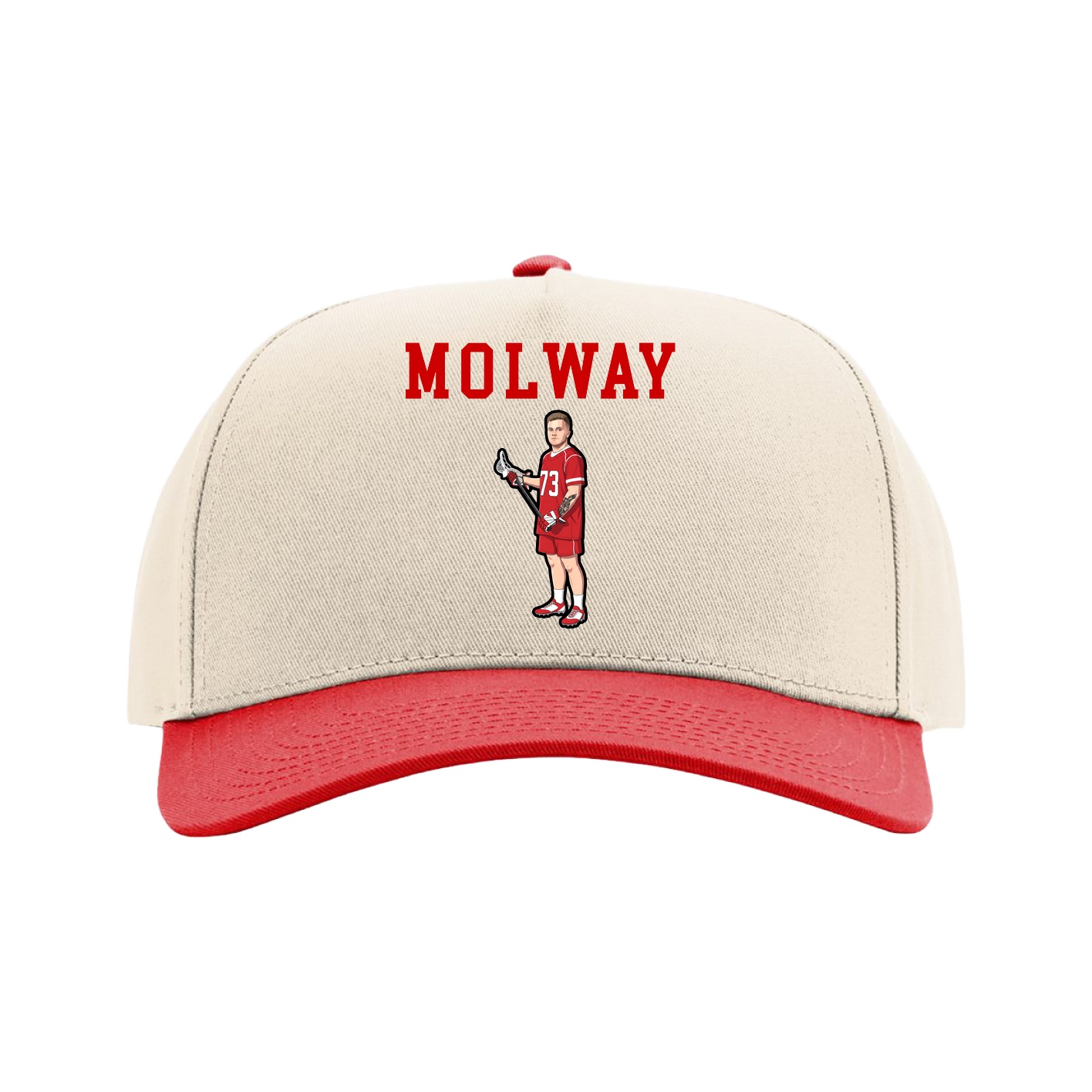 Full Fabric Five-Panel Champ Cap — Shirsey in Cream/Red