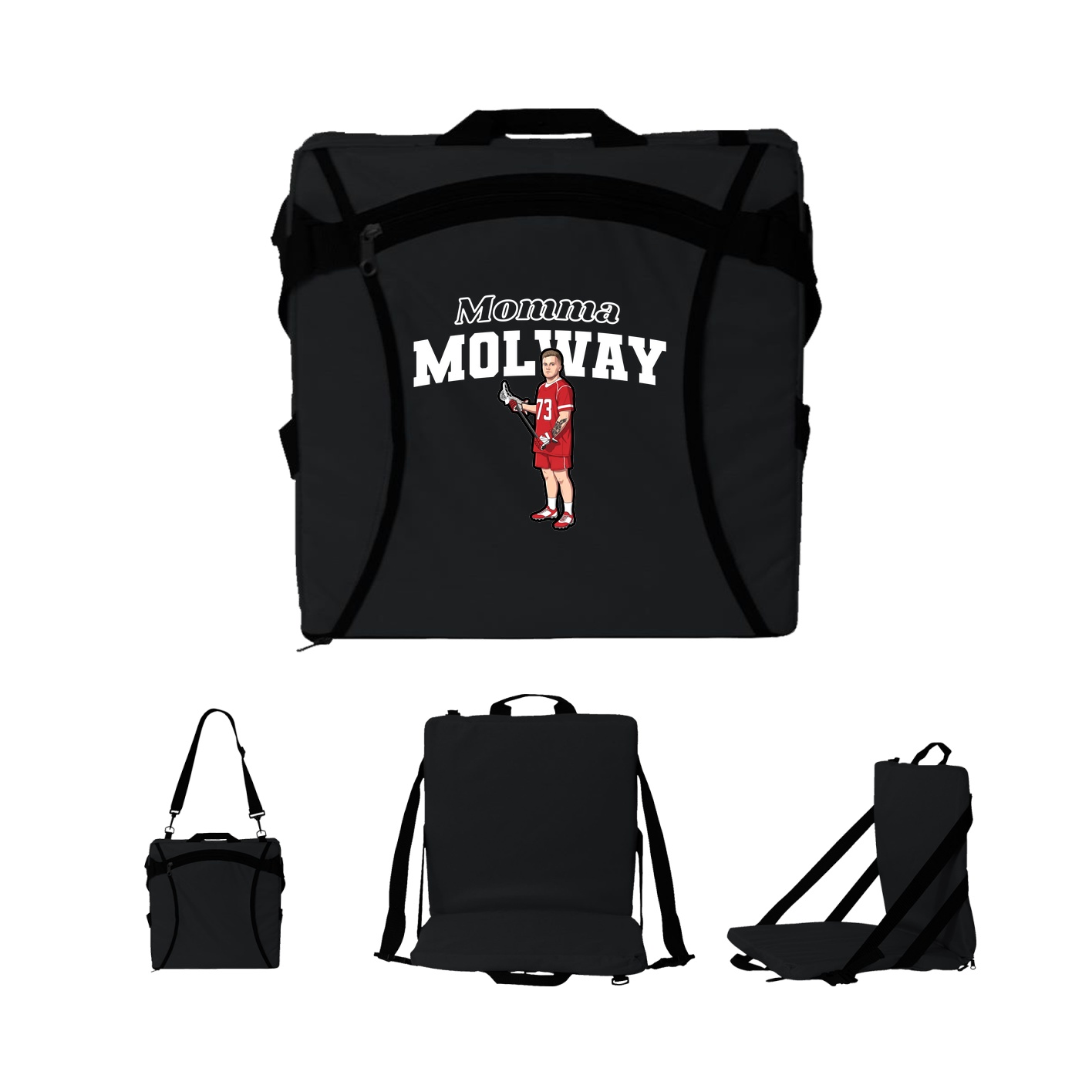 Folding Stadium Seat — Mothers Day Block in Black