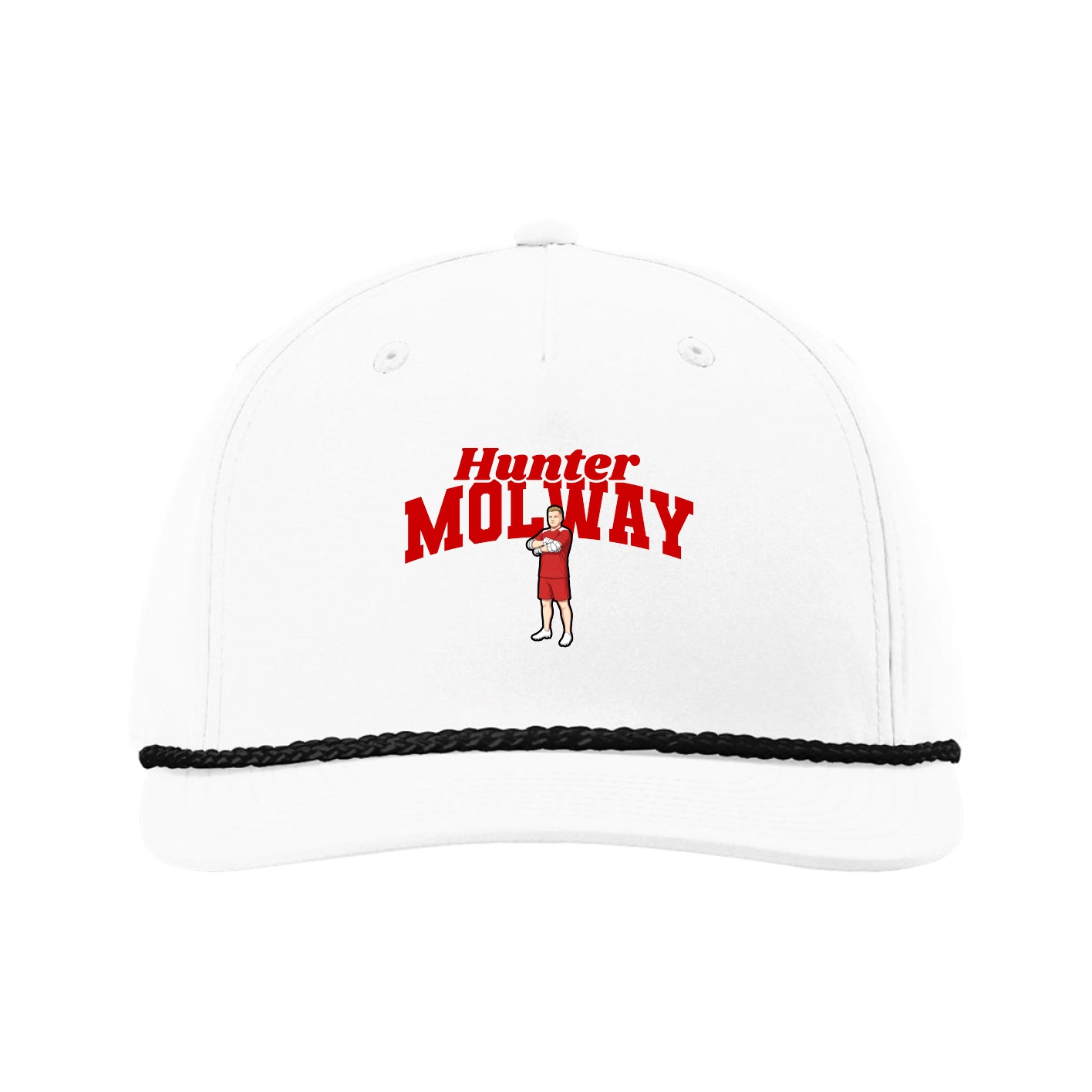 Five-Panel Classic Rope Cap — Signature Arch in White