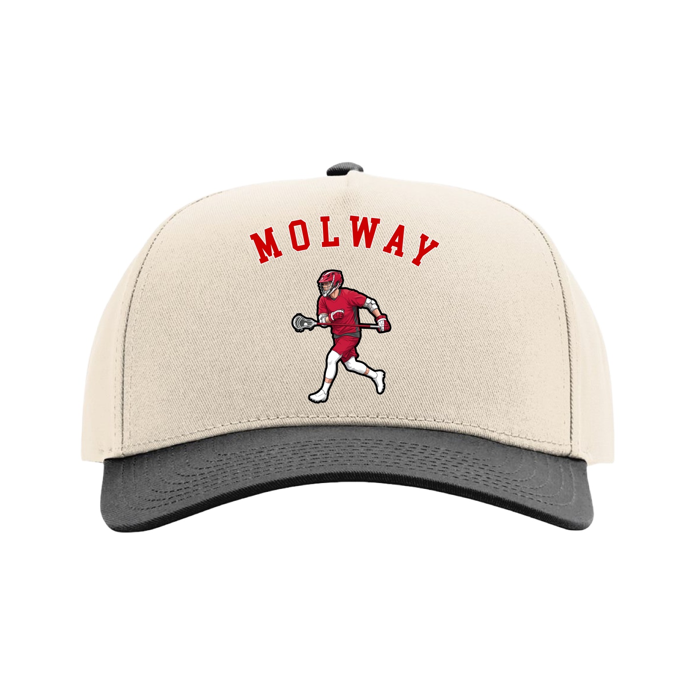 Full Fabric Five-Panel Champ Cap — Shirsey Arch in Cream/Black