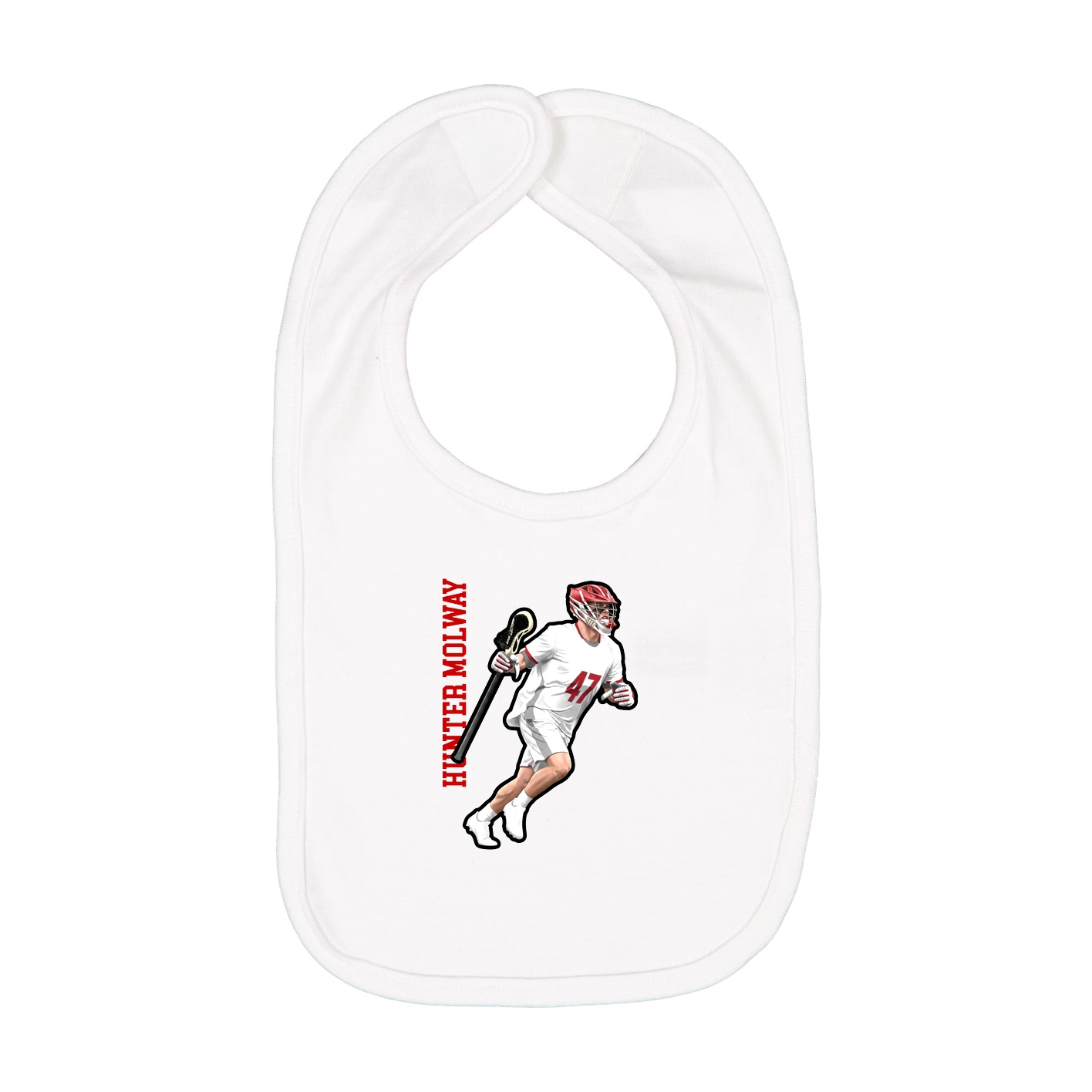 Infant Bib — Name Vertical in White