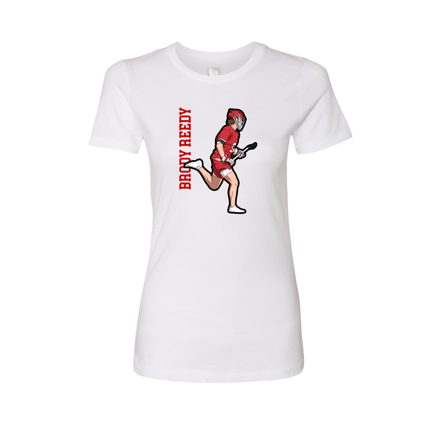 Fitted Women's Tee — Name Vertical in White