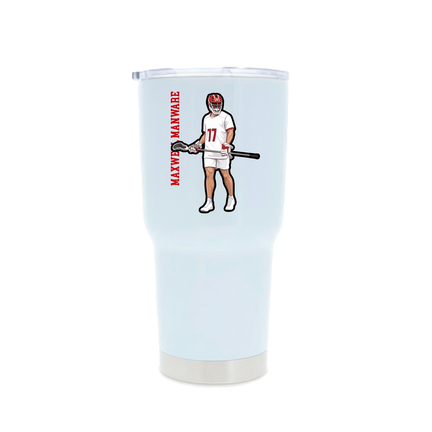 30oz Stainless Steel Tumbler — Name Vertical in White