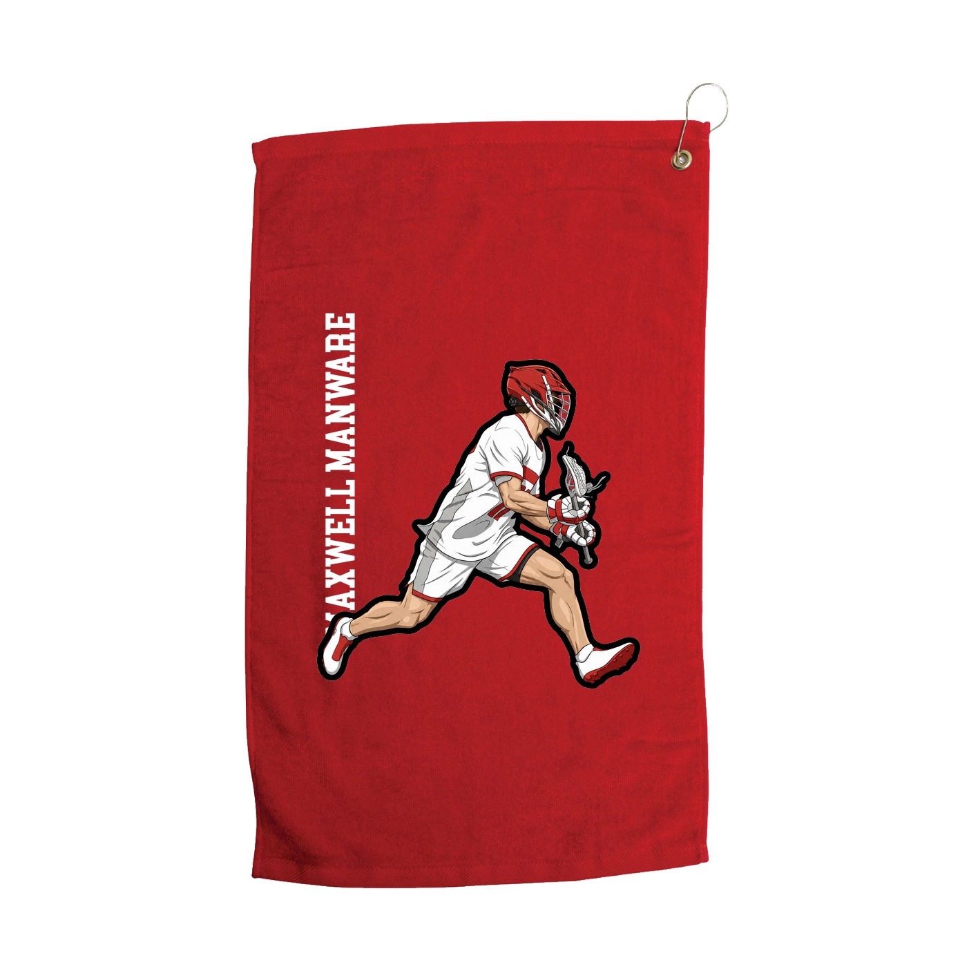 Golf Towel — Name Vertical in Red