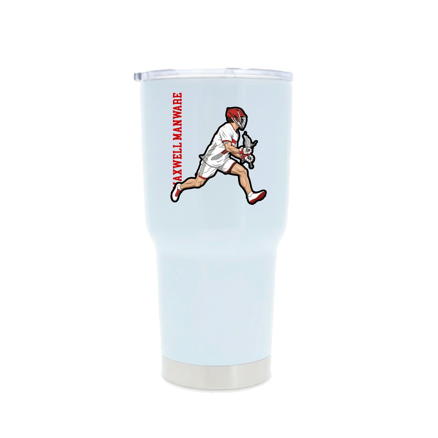 30oz Stainless Steel Tumbler — Name Vertical in White