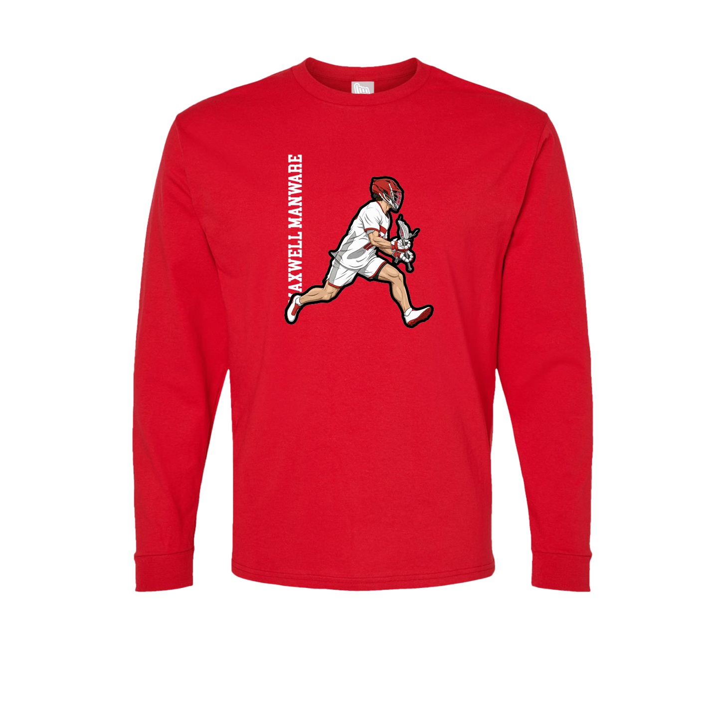 Long Sleeve Tee — Name Vertical in Red
