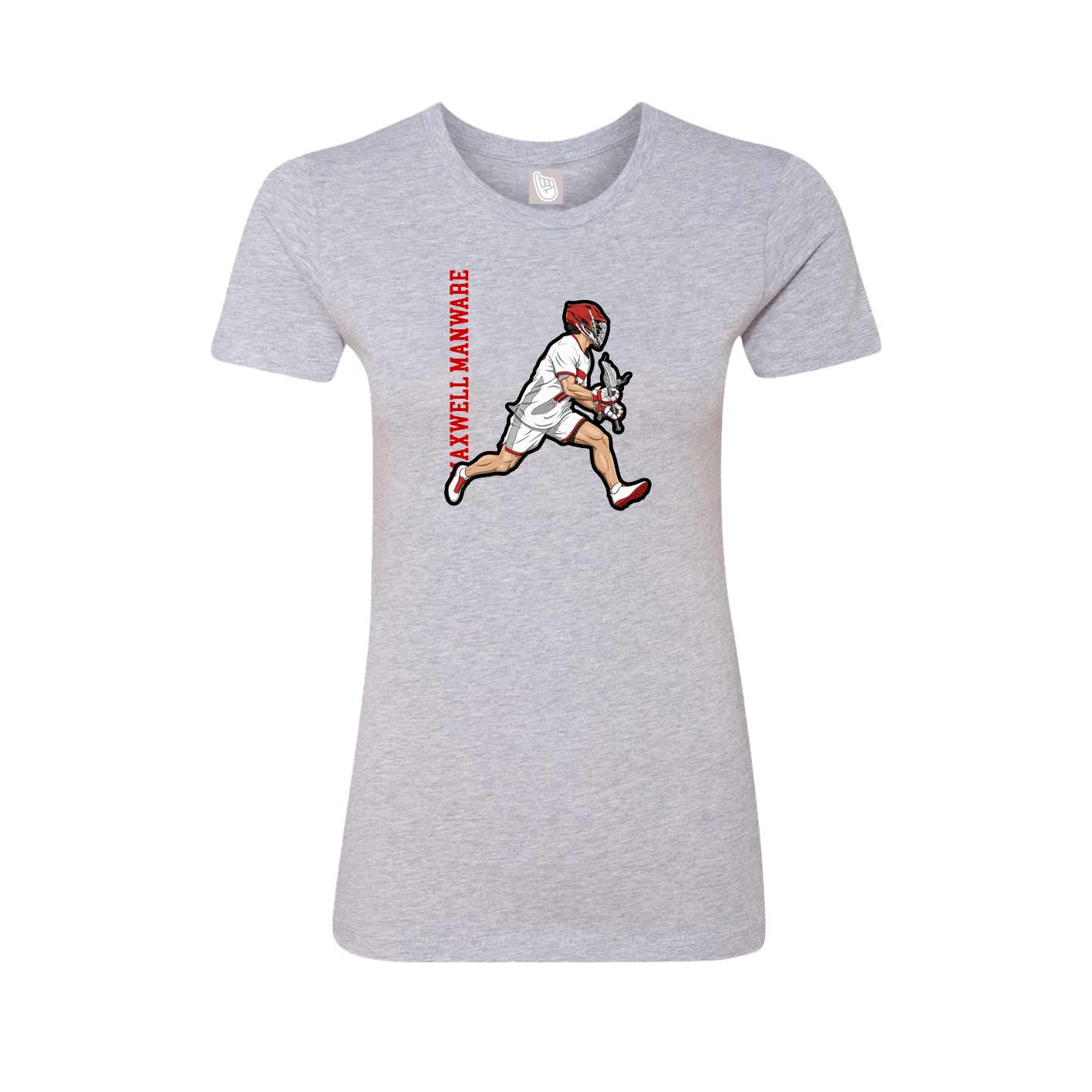 Fitted Women's Tee — Name Vertical in Grey
