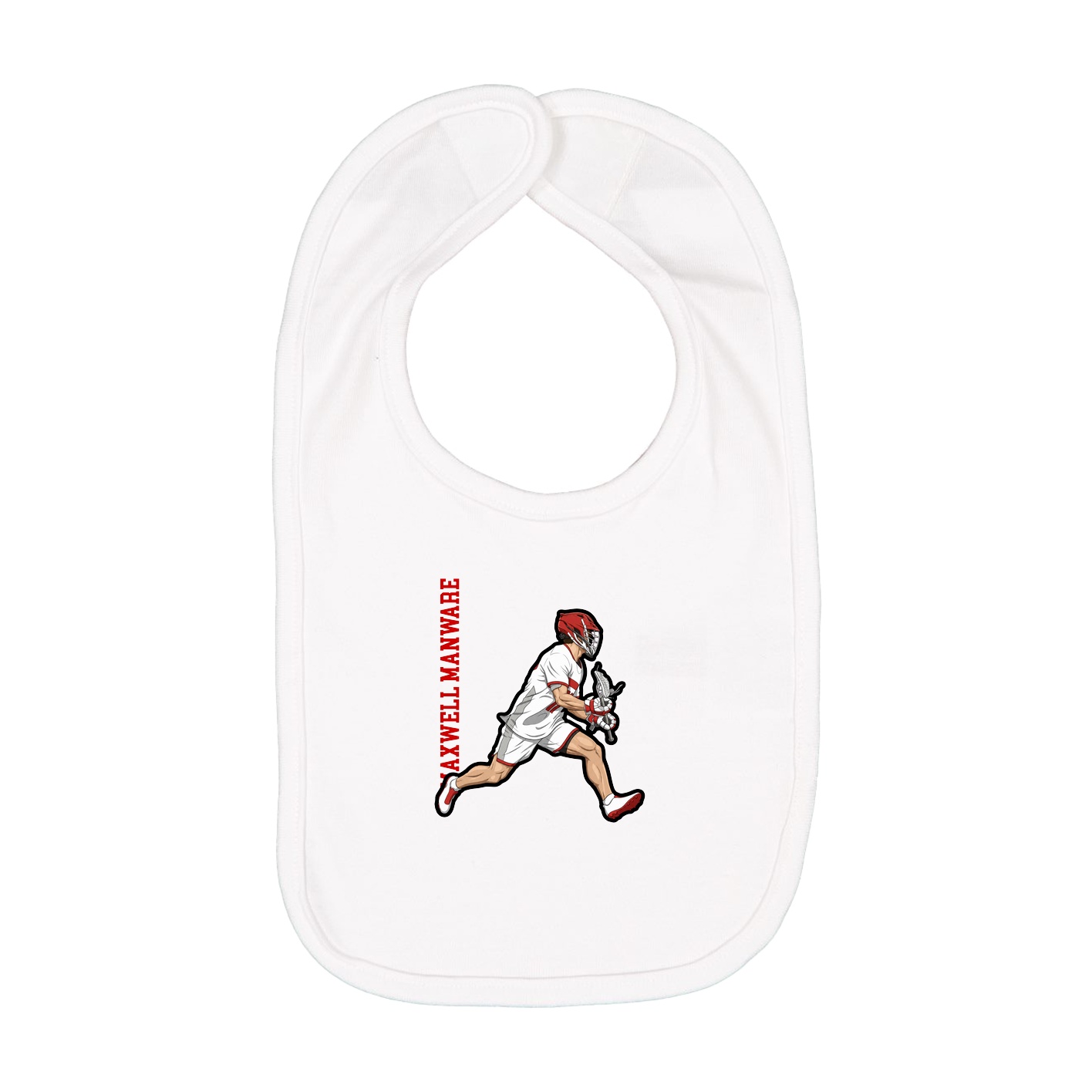 Infant Bib — Name Vertical in White
