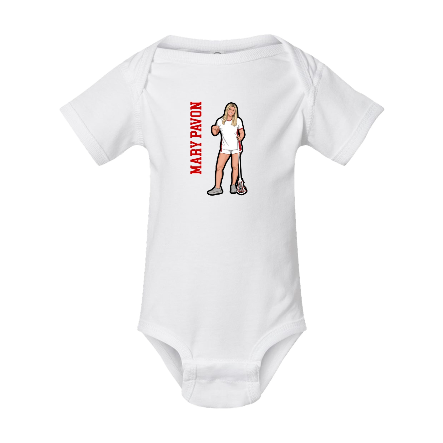 Baby Onesie — Name Vertical in White