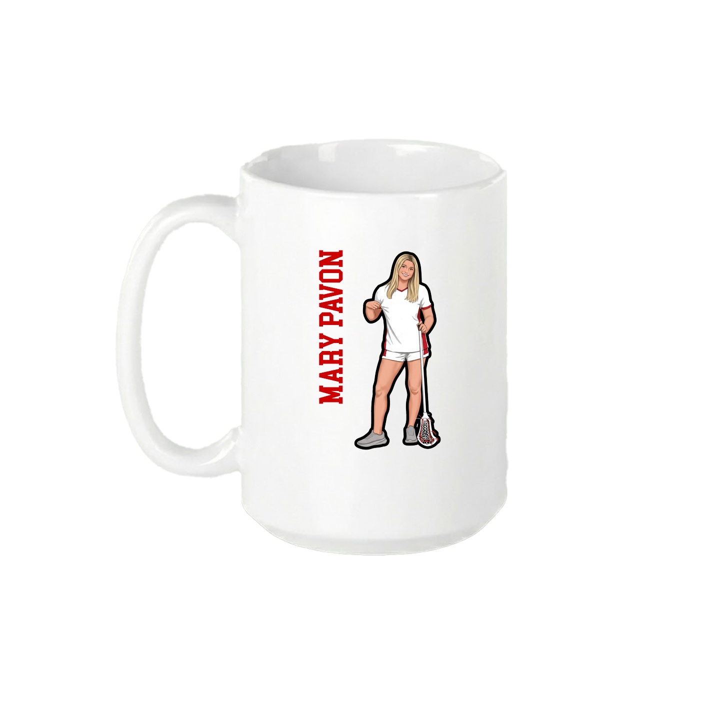 15oz Coffee Mug — Name Vertical in White