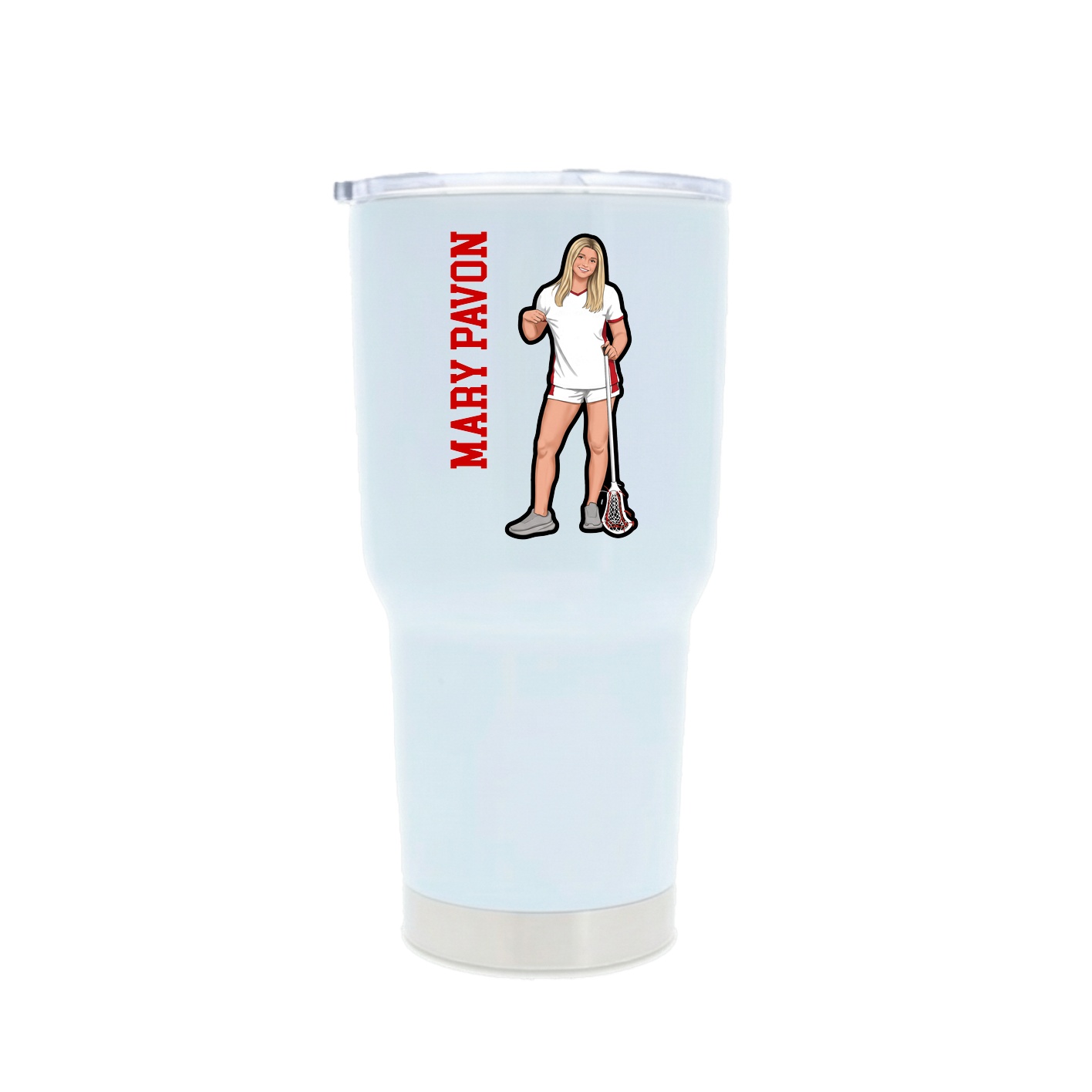 30oz Stainless Steel Tumbler — Name Vertical in White