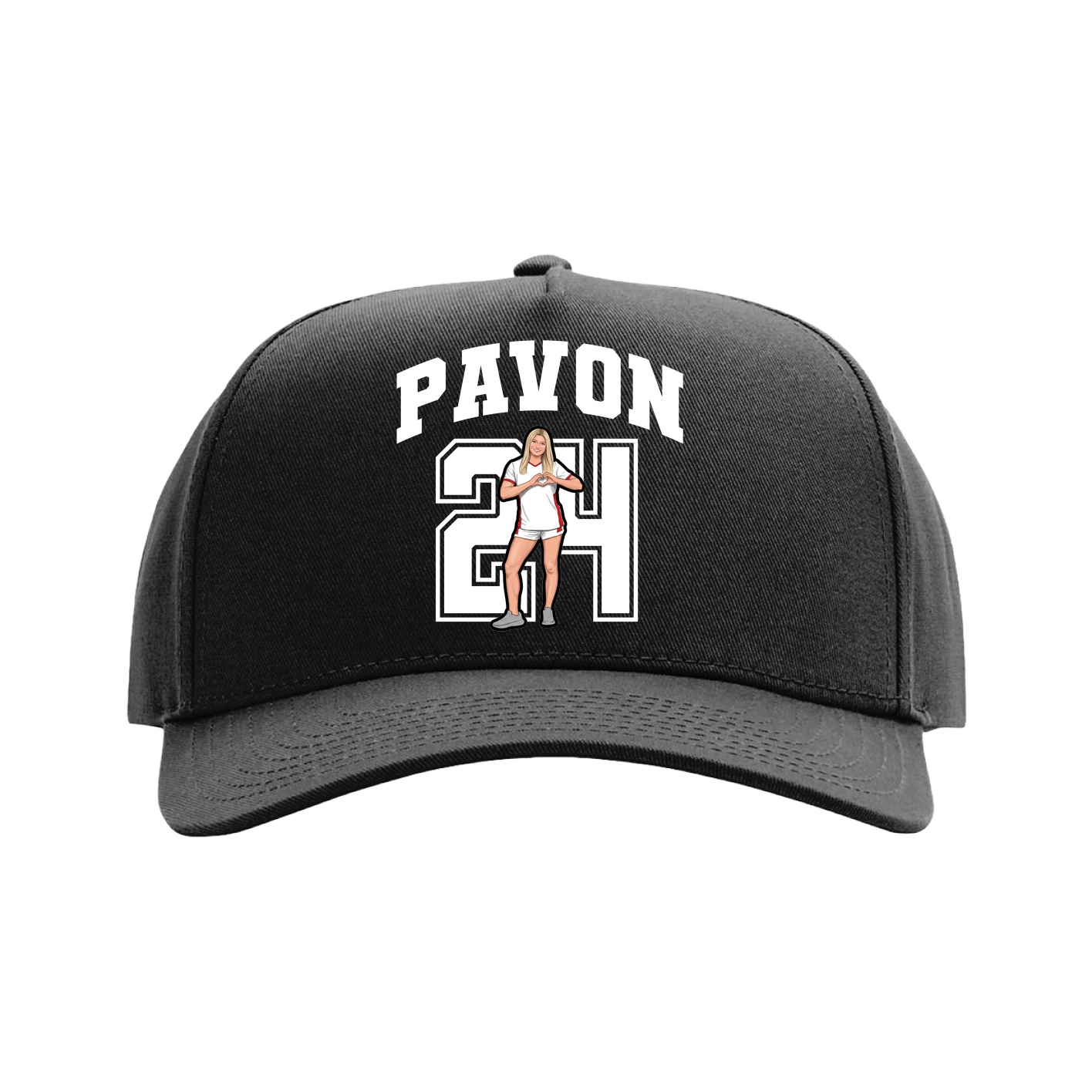 Full Fabric Five-Panel Champ Cap — Number in Black