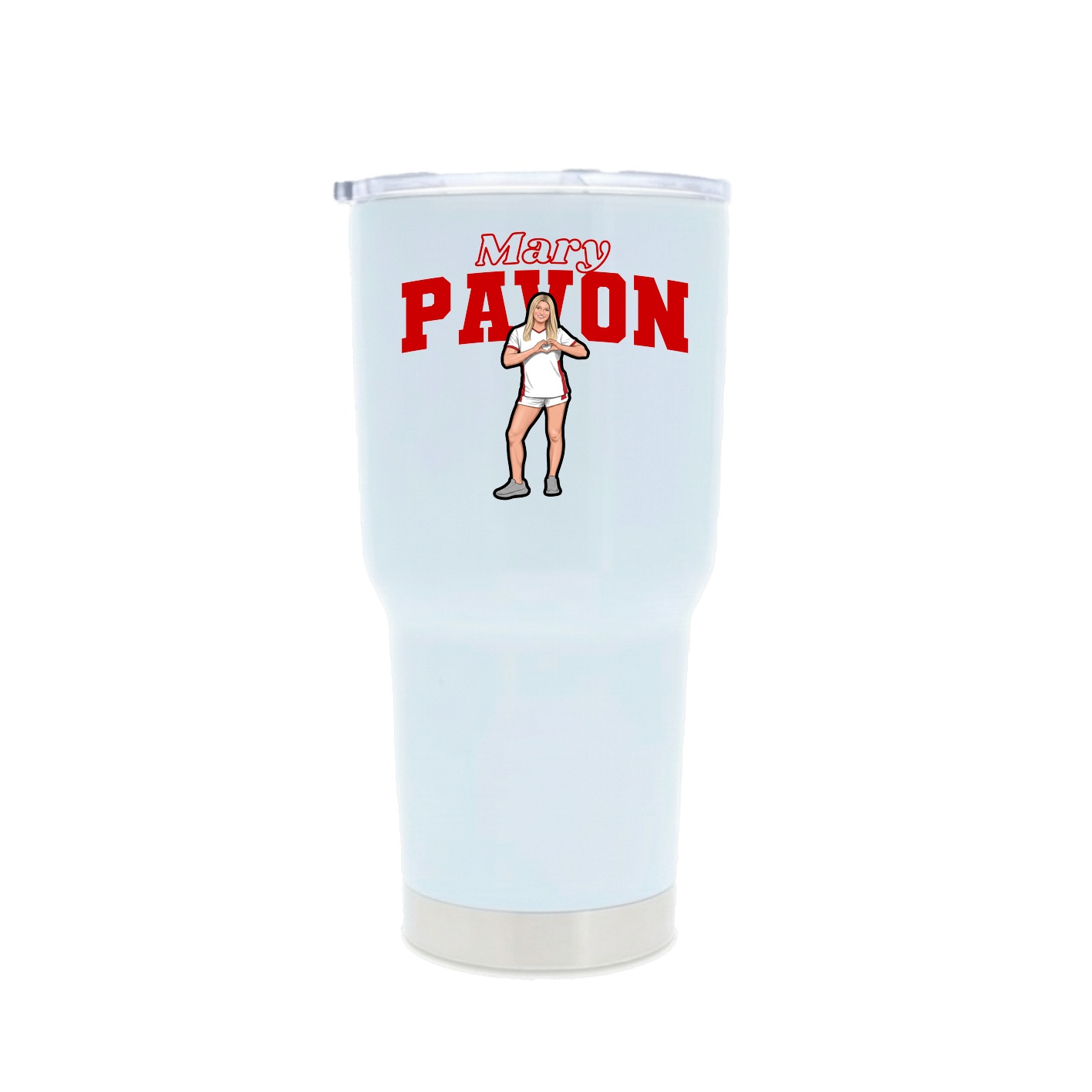 30oz Stainless Steel Tumbler — Name Arch in White