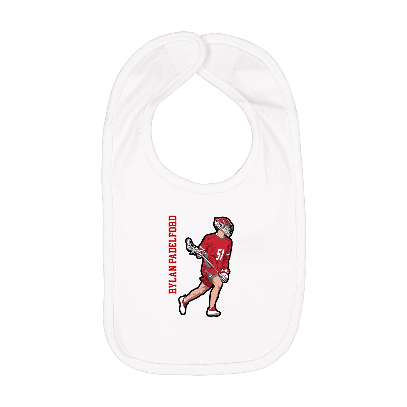 Infant Bib — Name Vertical in White
