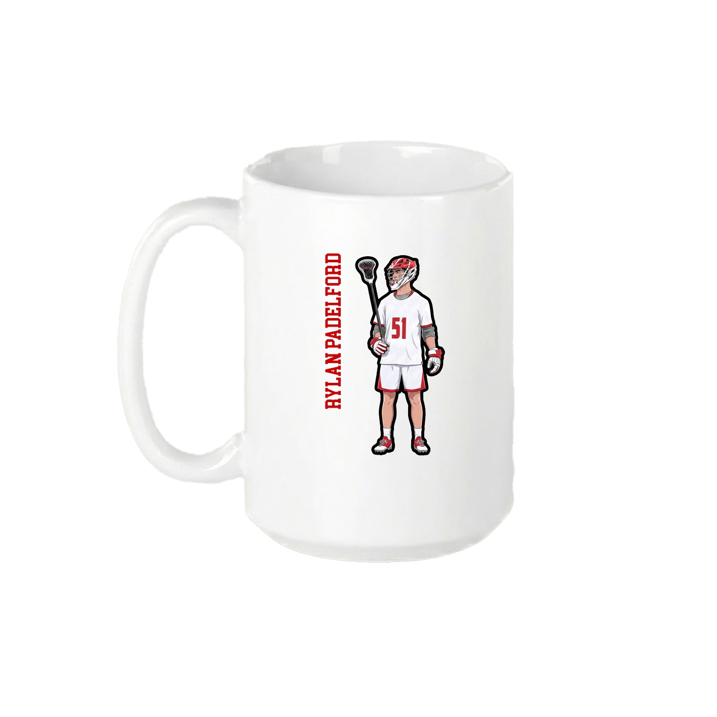 15oz Coffee Mug — Name Vertical in White