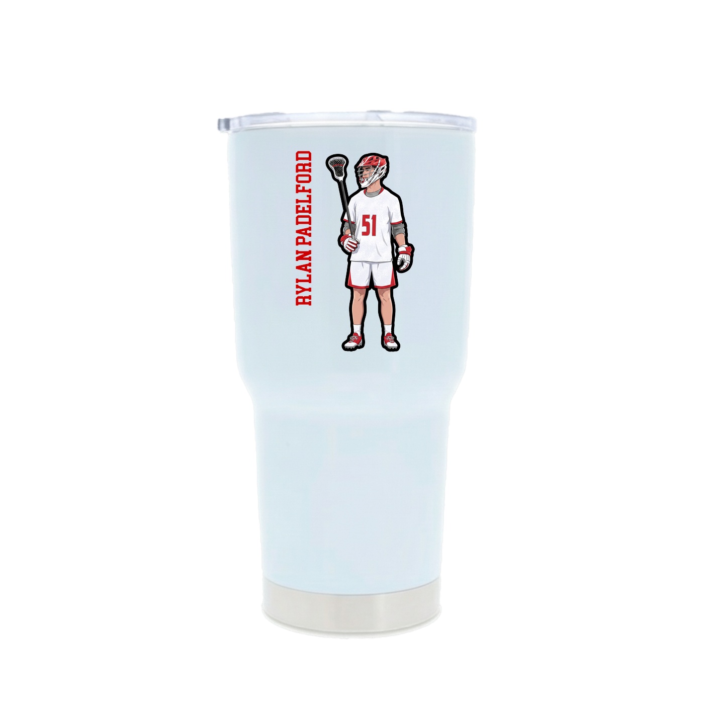 30oz Stainless Steel Tumbler — Name Vertical in White