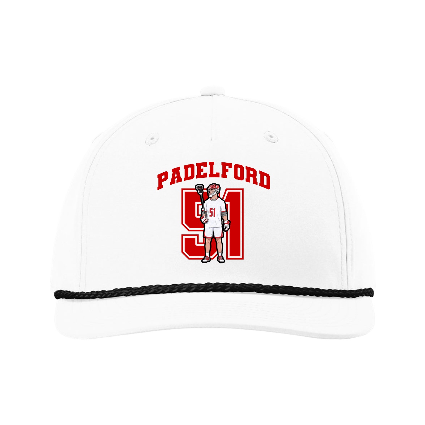 Five-Panel Classic Rope Cap — Number in White