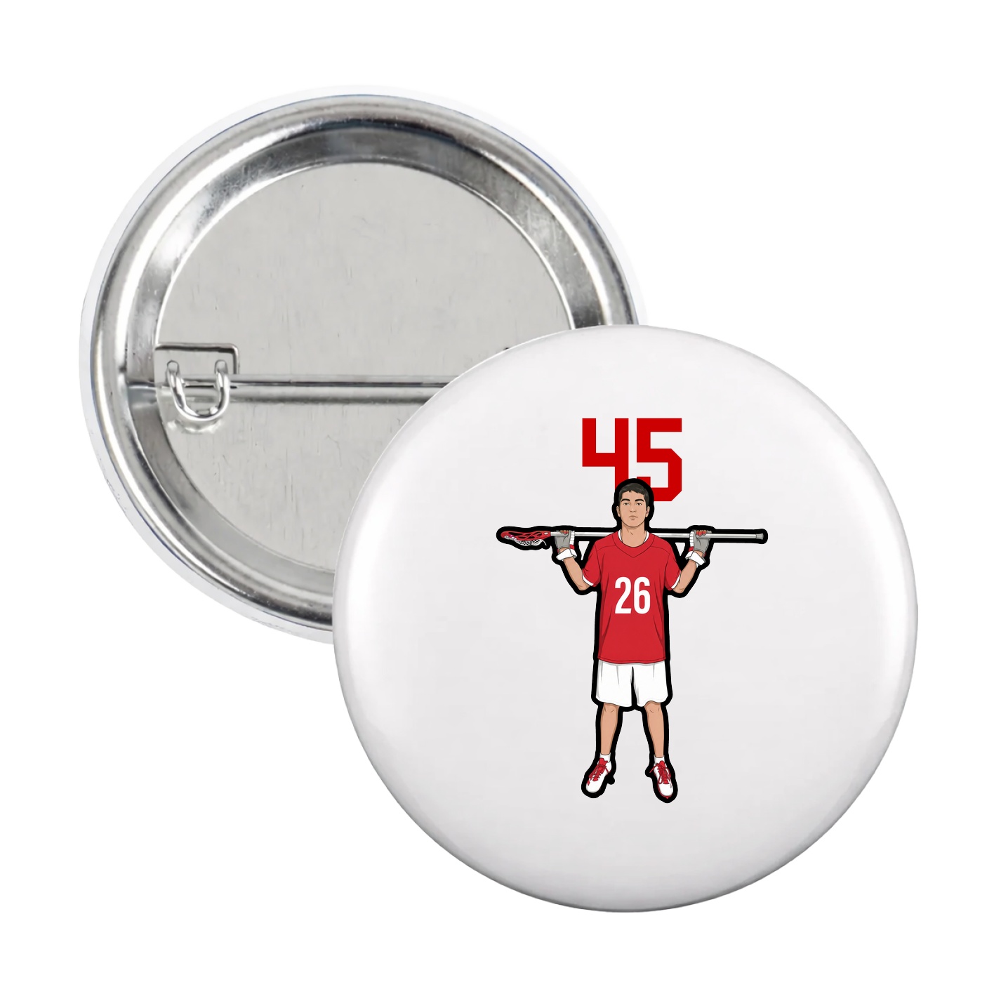 Game Day Button — Number Top in White