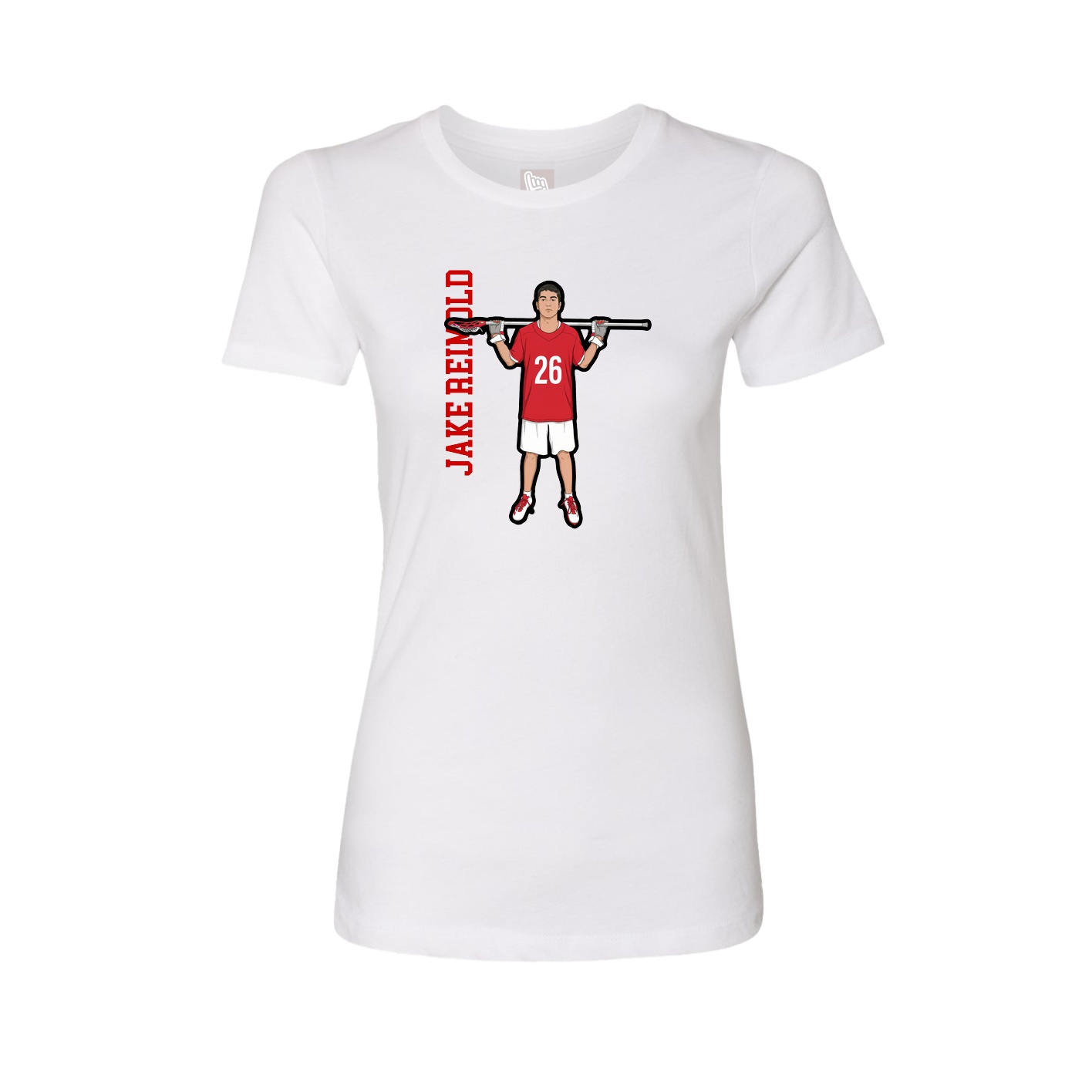 Fitted Women's Tee — Name Vertical in White