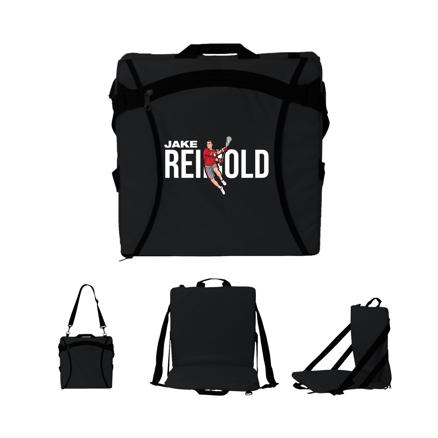 Folding Stadium Seat — Player Name in Black