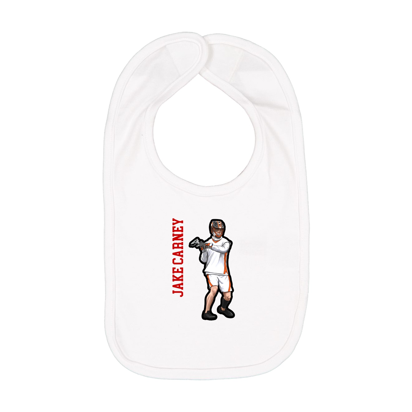 Infant Bib — Name Vertical in White