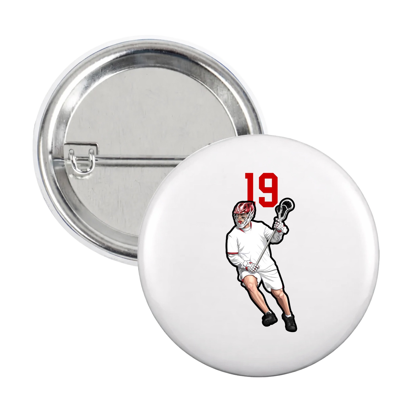 Game Day Button — Number Top in White