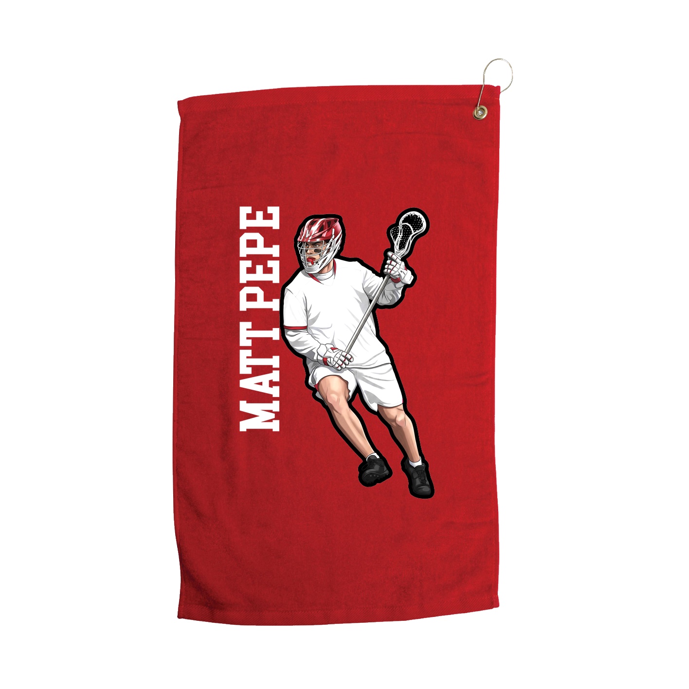 Golf Towel — Name Vertical in Red