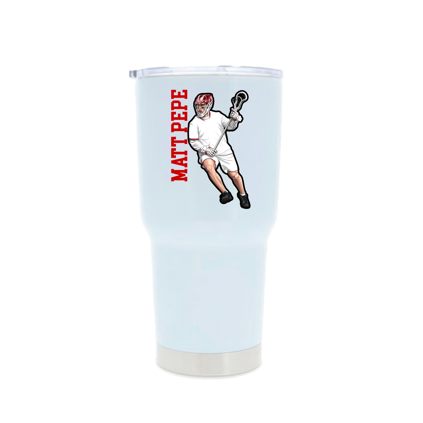 30oz Stainless Steel Tumbler — Name Vertical in White