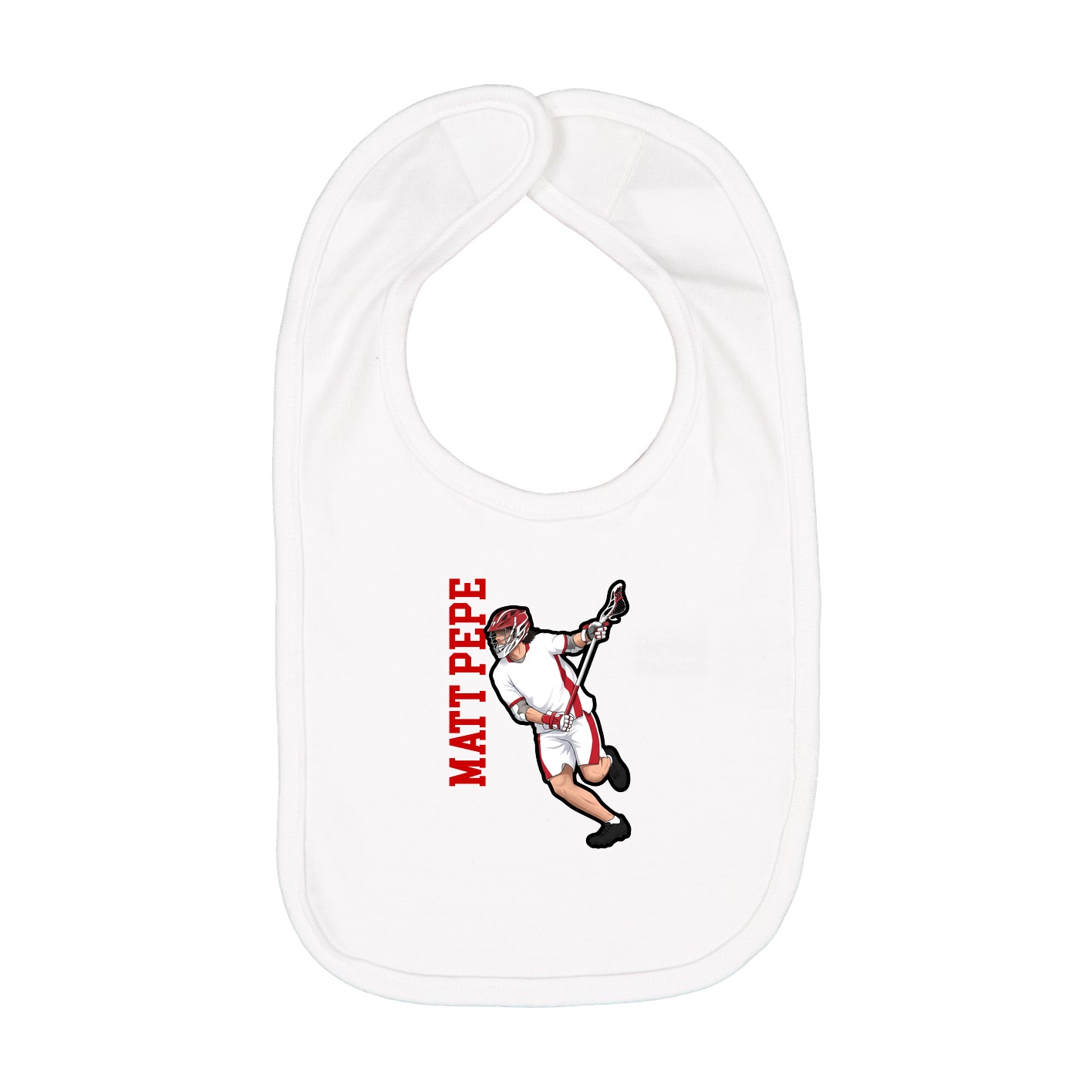 Infant Bib — Name Vertical in White