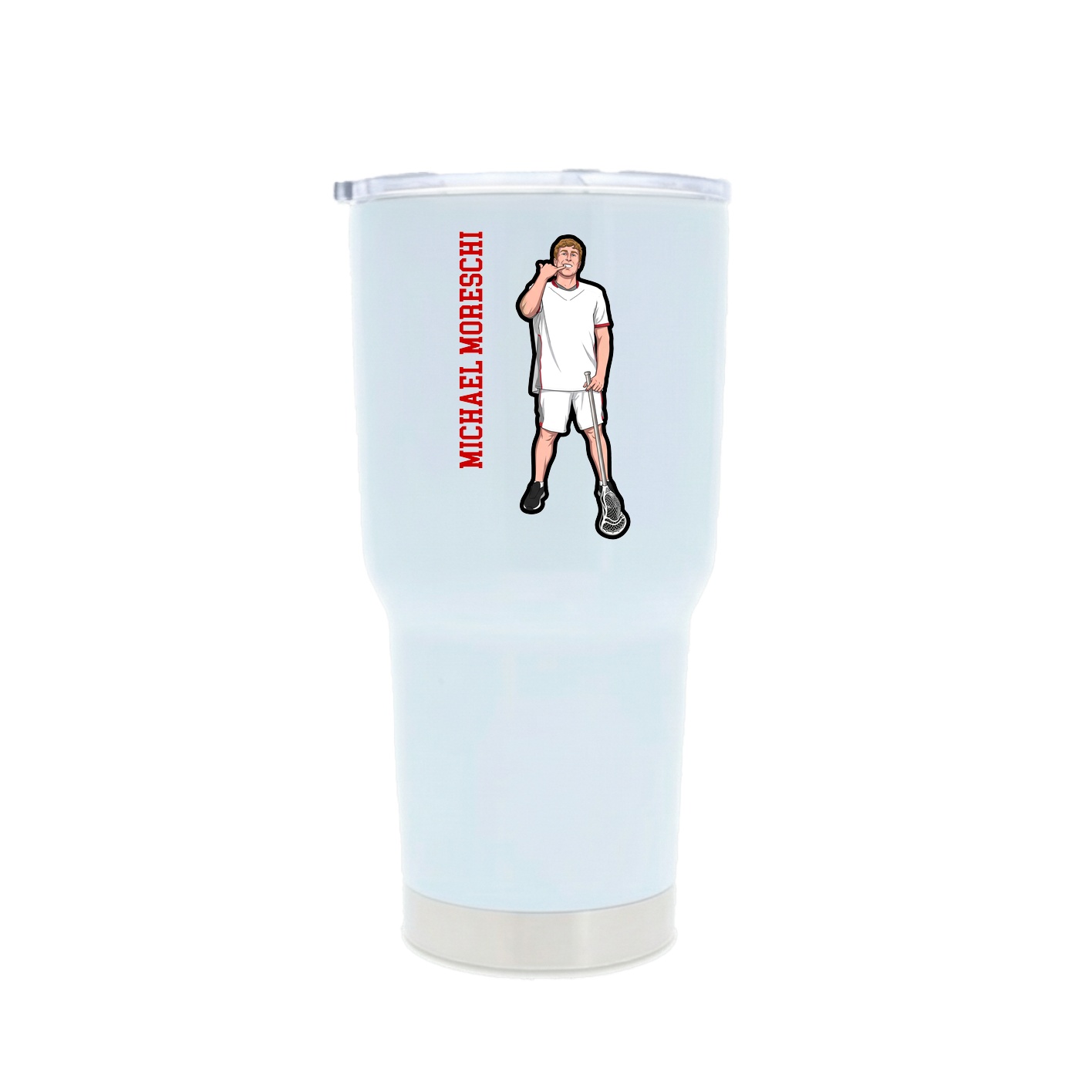 30oz Stainless Steel Tumbler — Name Vertical in White