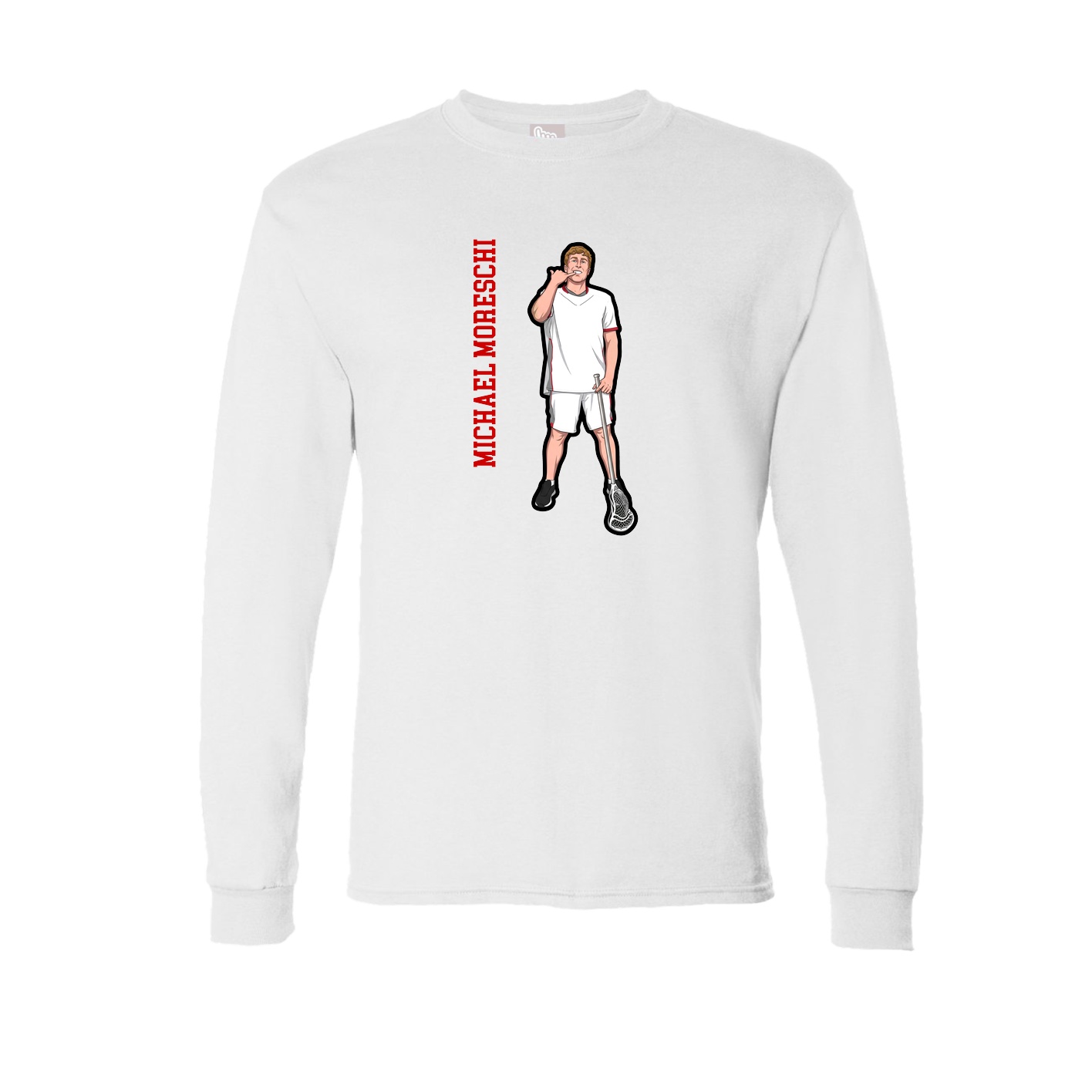 Long Sleeve Tee — Name Vertical in White