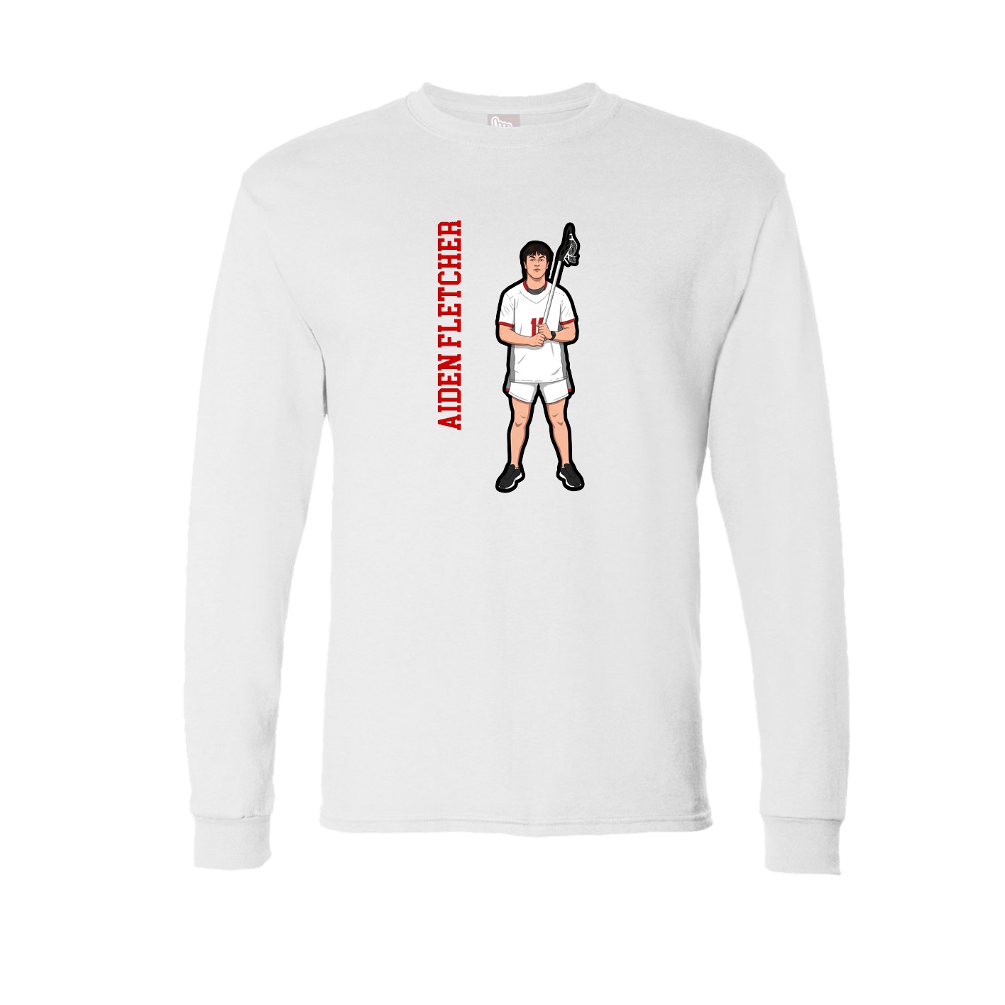 Long Sleeve Tee — Name Vertical in White