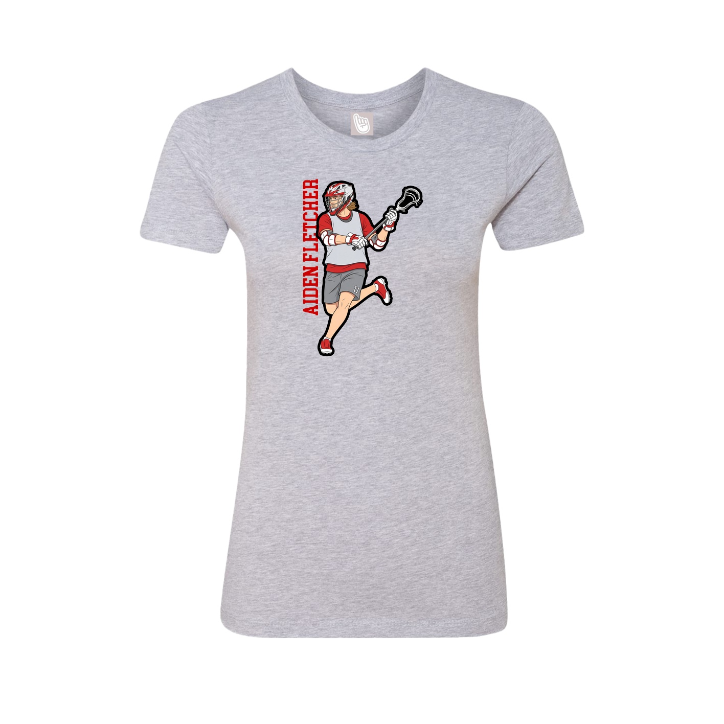 Fitted Women's Tee — Name Vertical in Grey