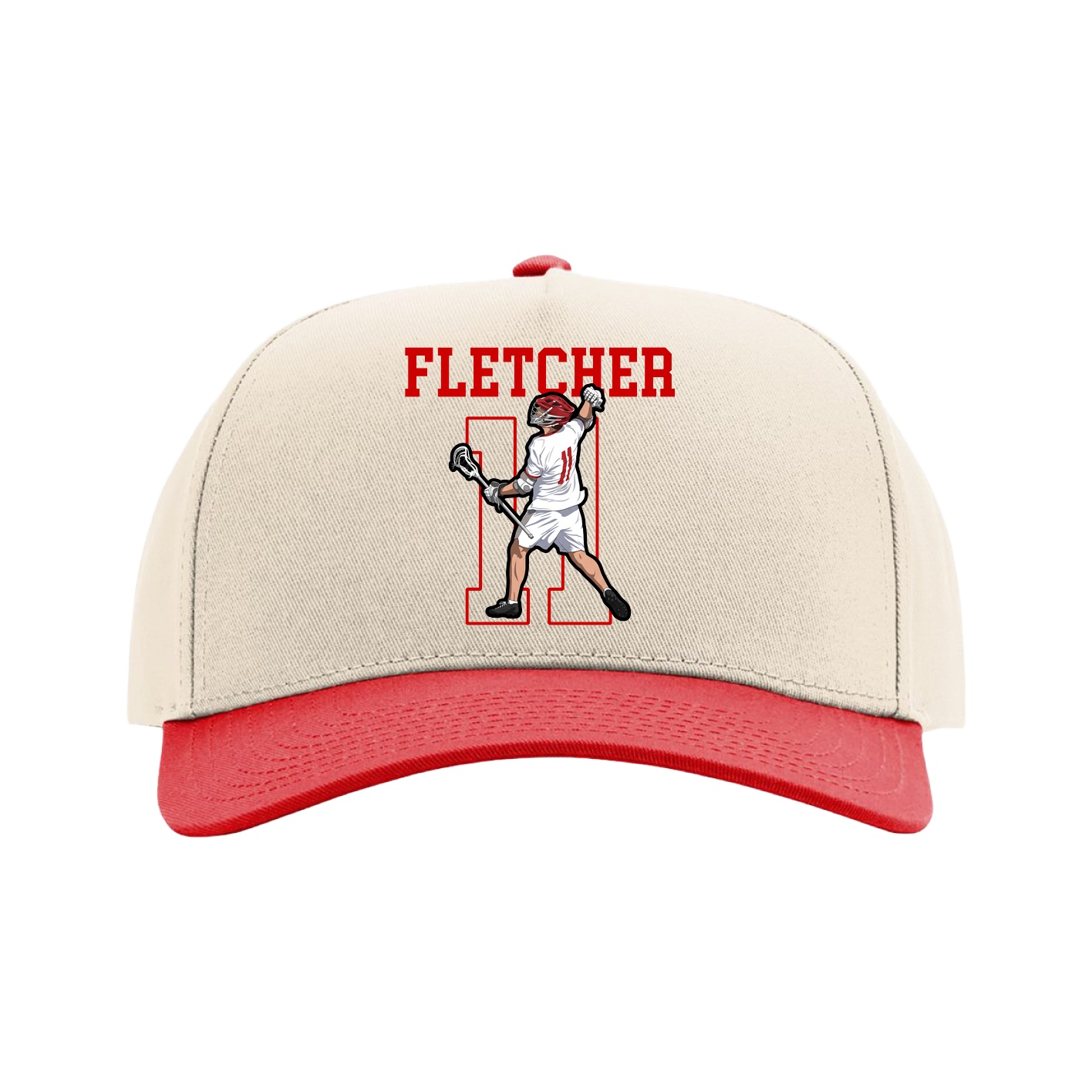Full Fabric Five-Panel Champ Cap — Shirsey in Cream/Red