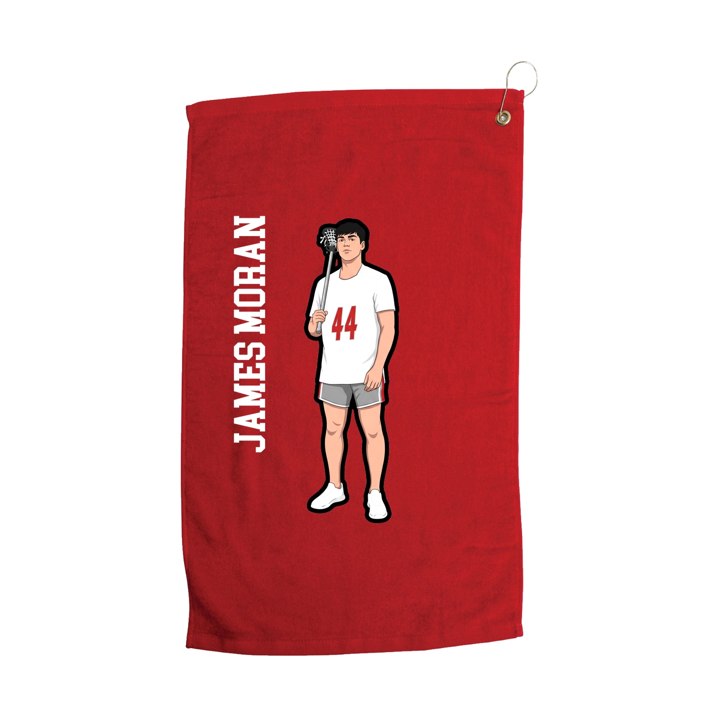 Golf Towel — Name Vertical in Red