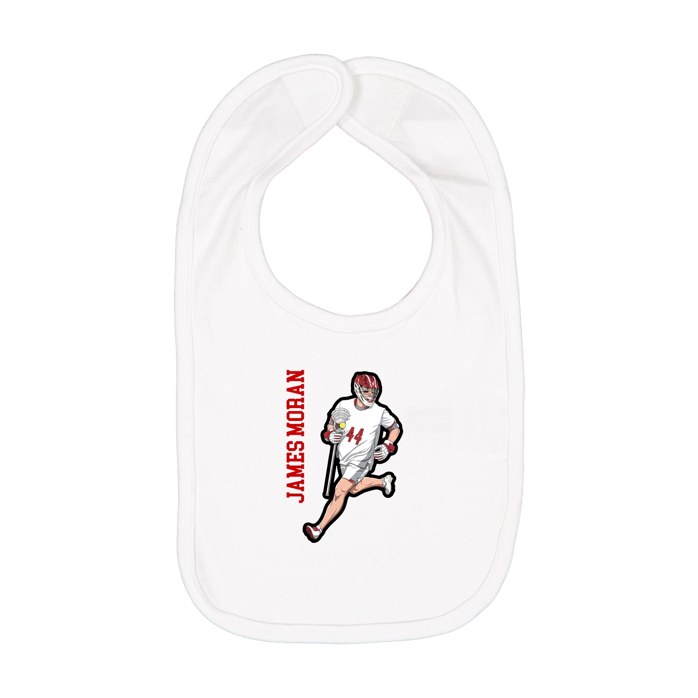 Infant Bib — Name Vertical in White