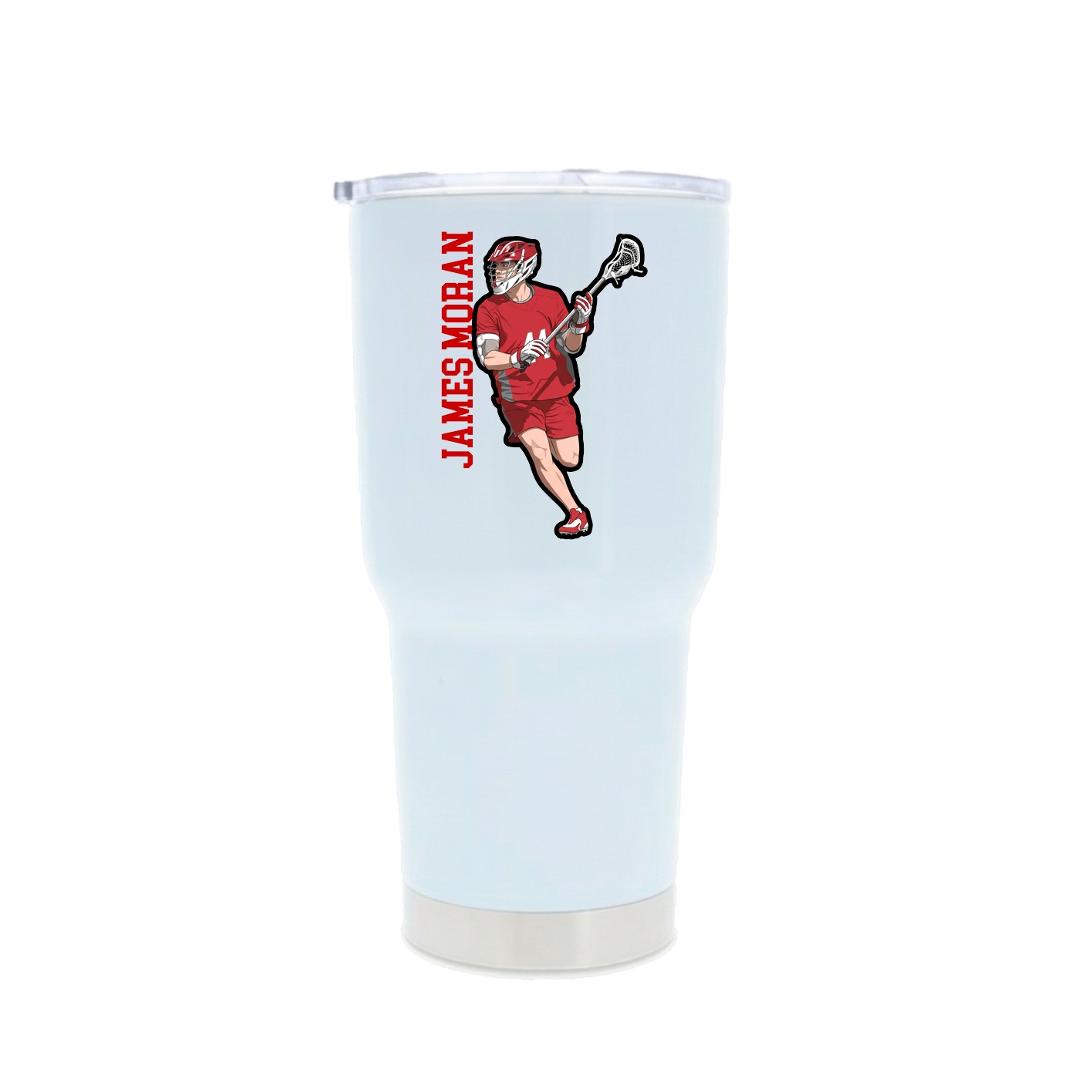 30oz Stainless Steel Tumbler — Name Vertical in White