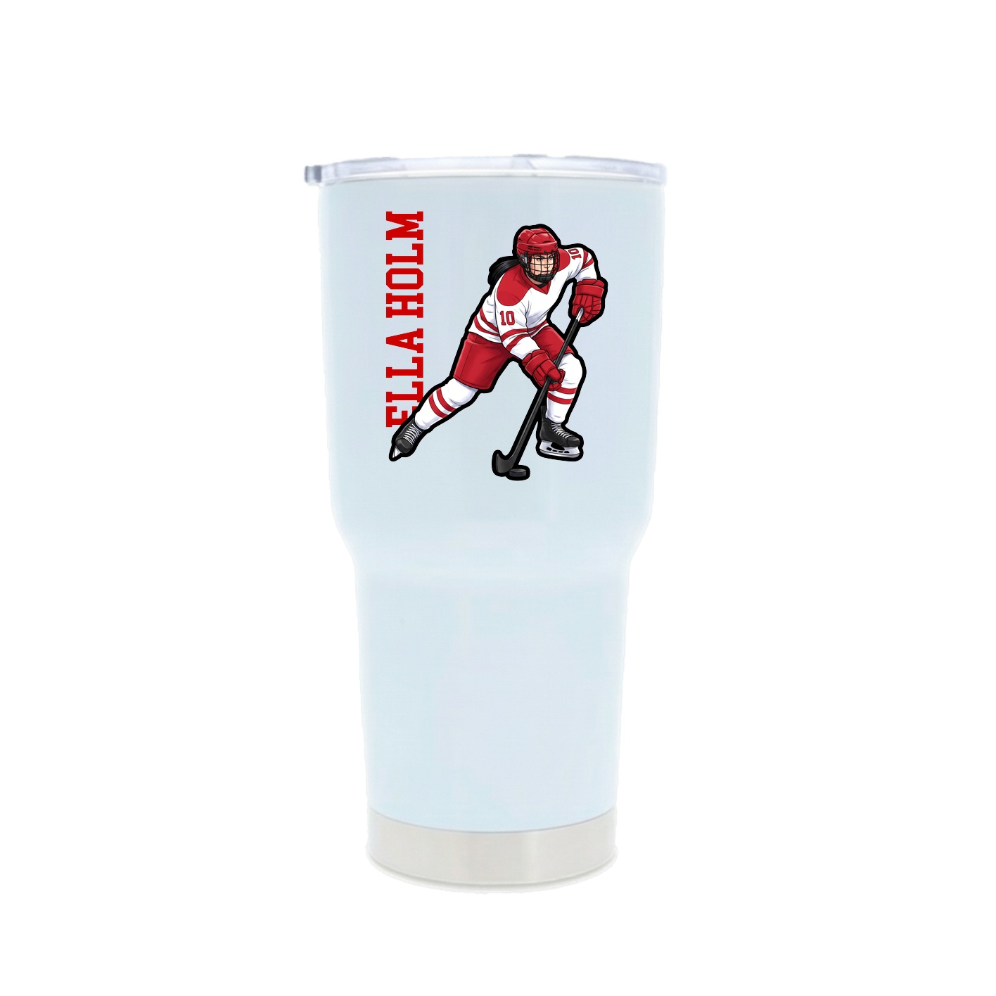 30oz Stainless Steel Tumbler — Name Vertical in White