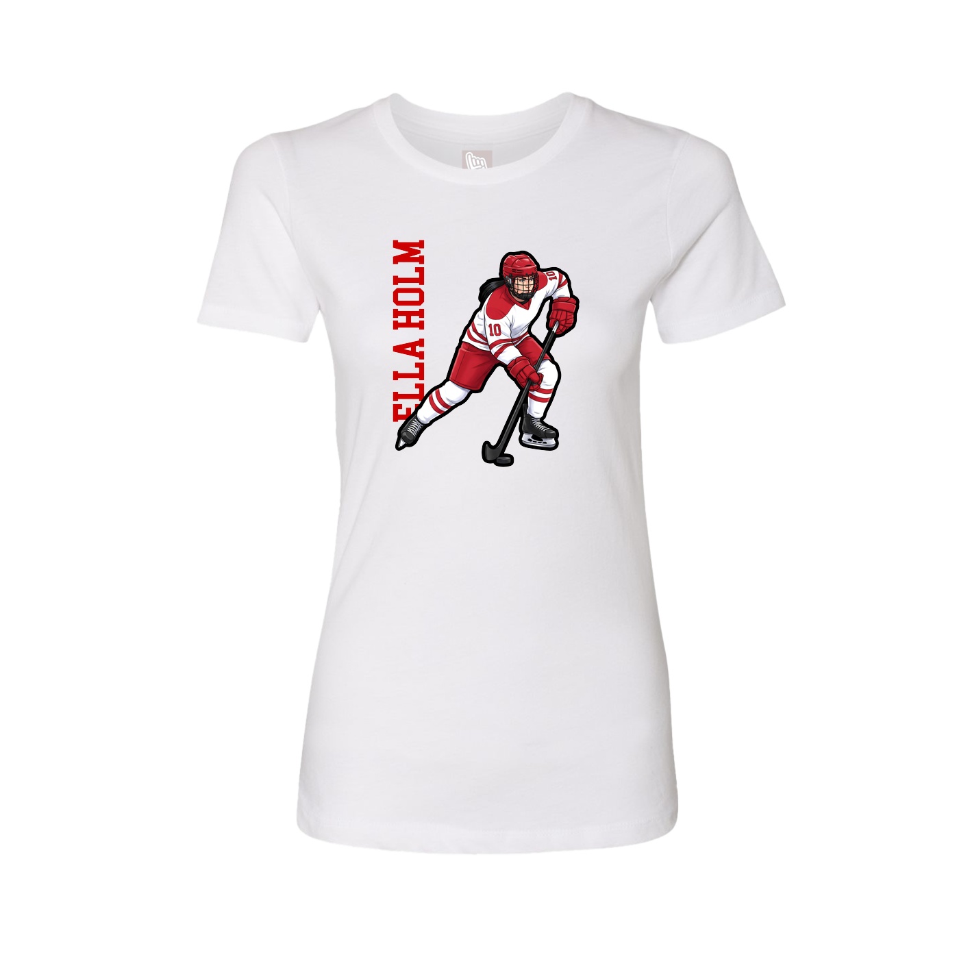 Fitted Women's Tee — Name Vertical in White