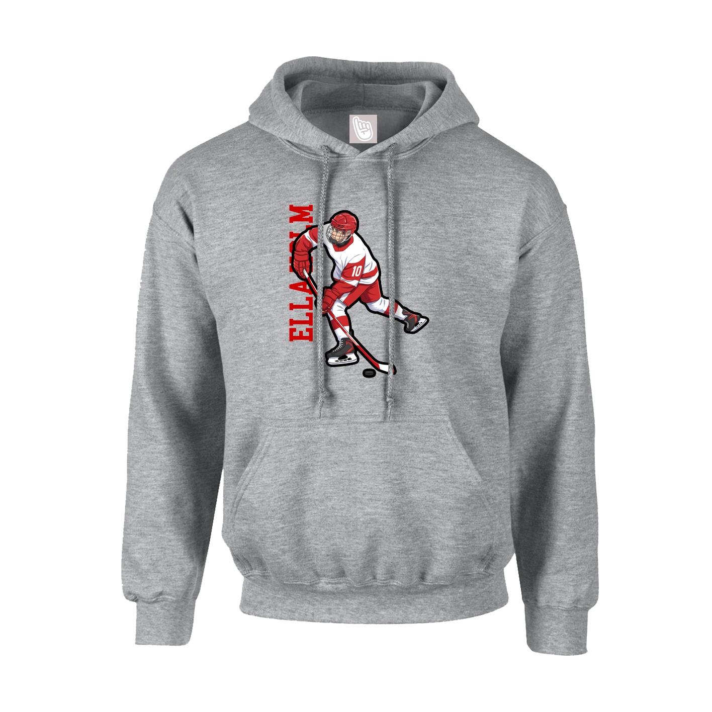 Hoodie — Name Vertical in Grey