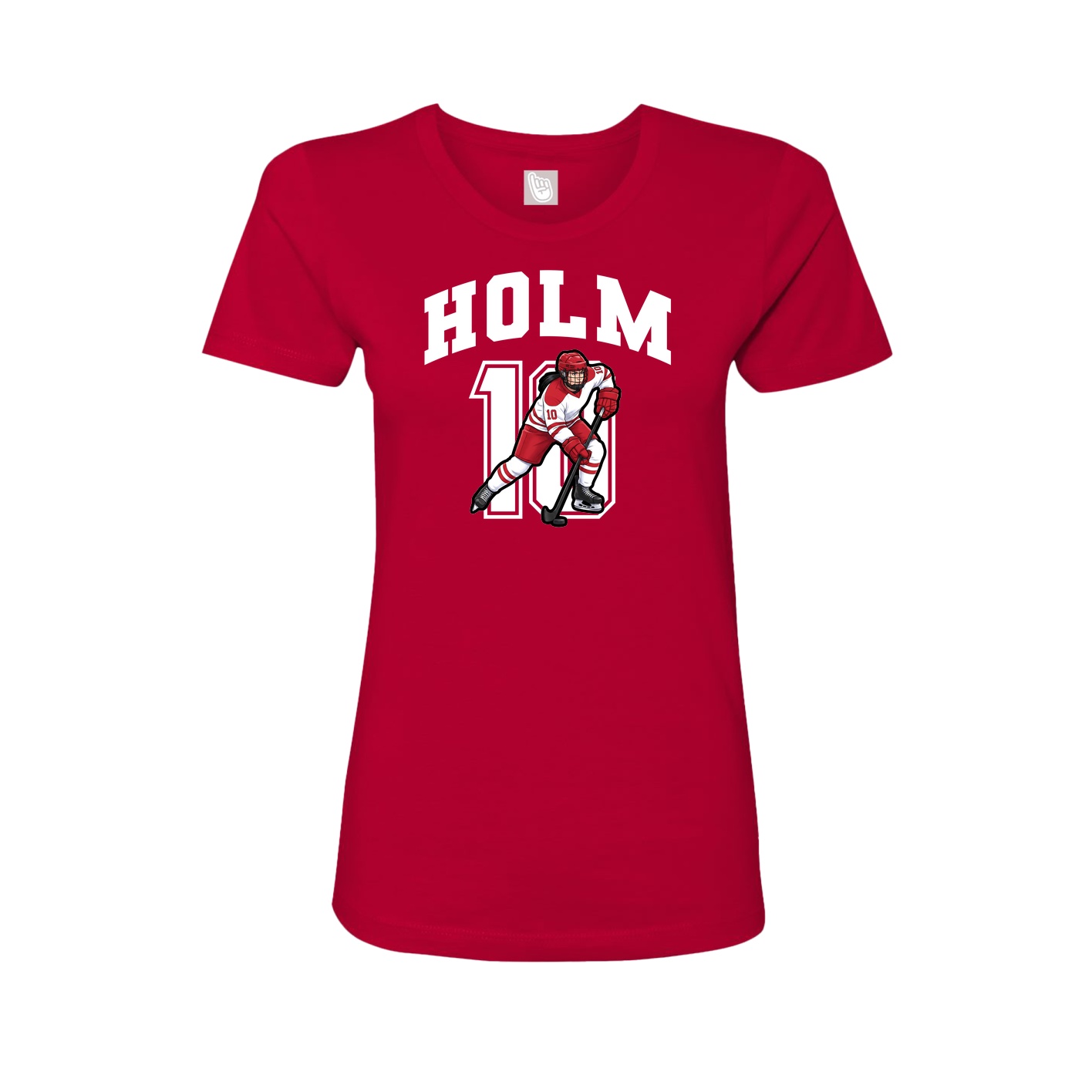 Fitted Women's Tee — Number in Red