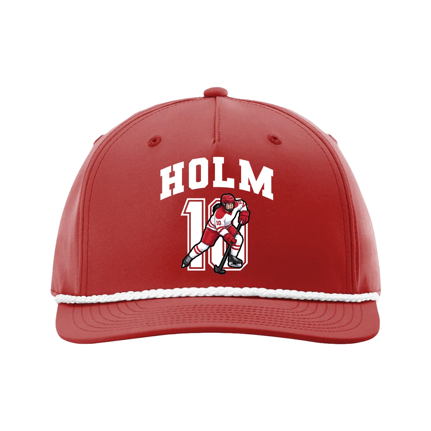 Five-Panel Classic Rope Cap — Number in Red