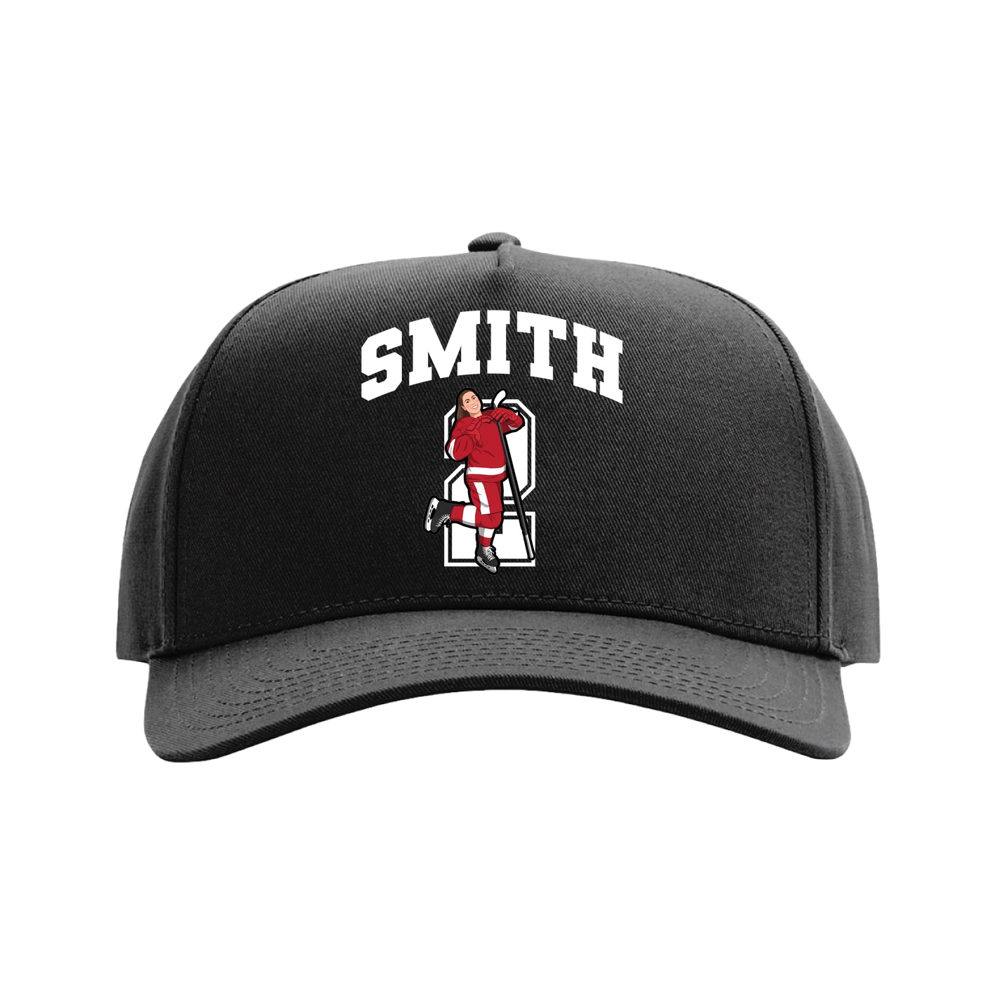 Full Fabric Five-Panel Champ Cap — Number in Black