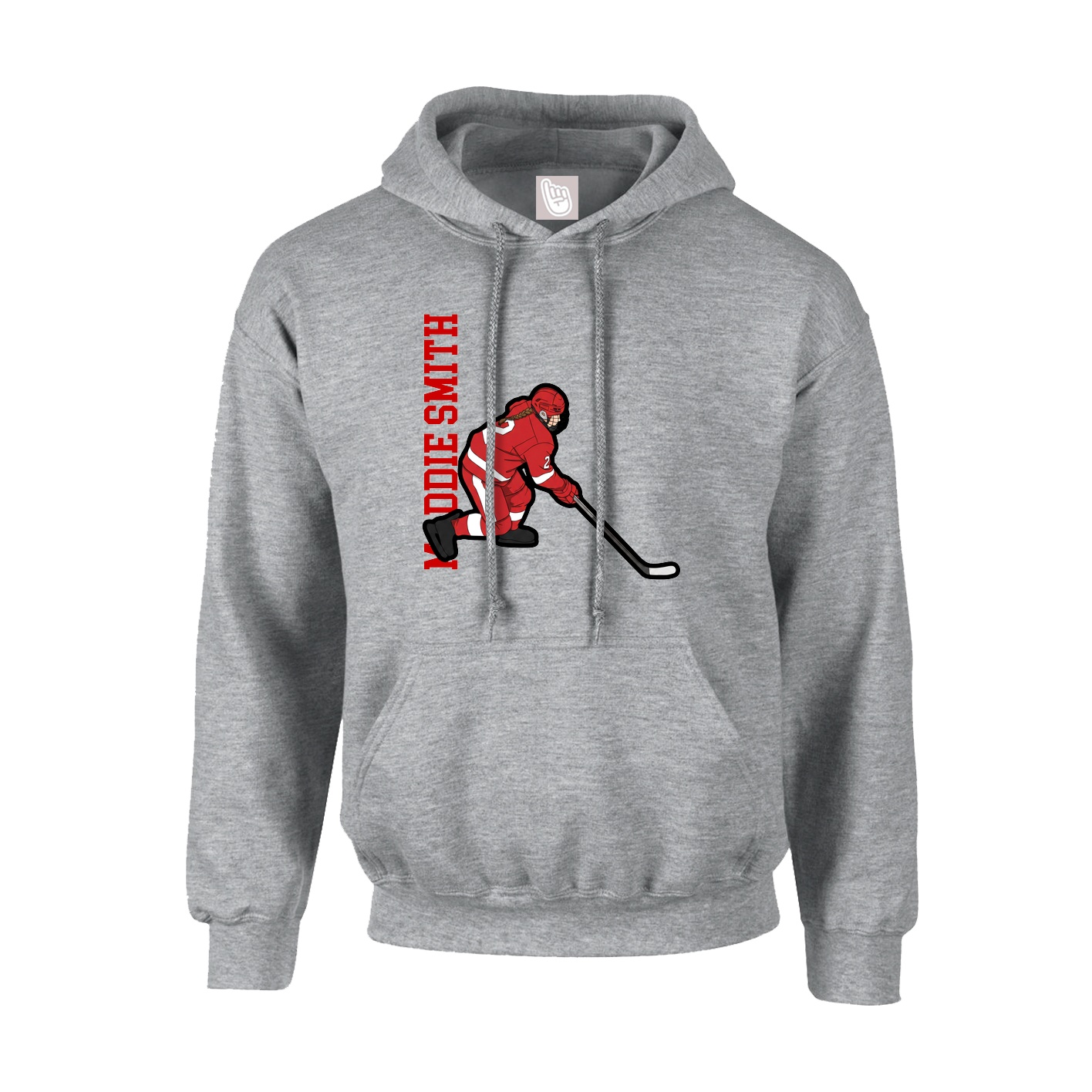Hoodie — Name Vertical in Grey