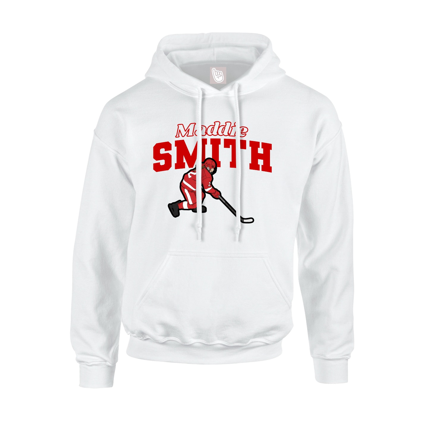 Youth Hoodie — Name Arch in White