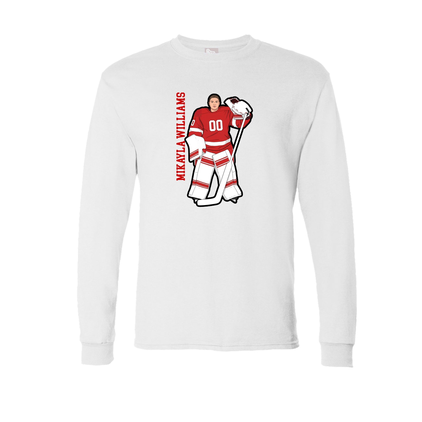 Long Sleeve Tee — Name Vertical in White
