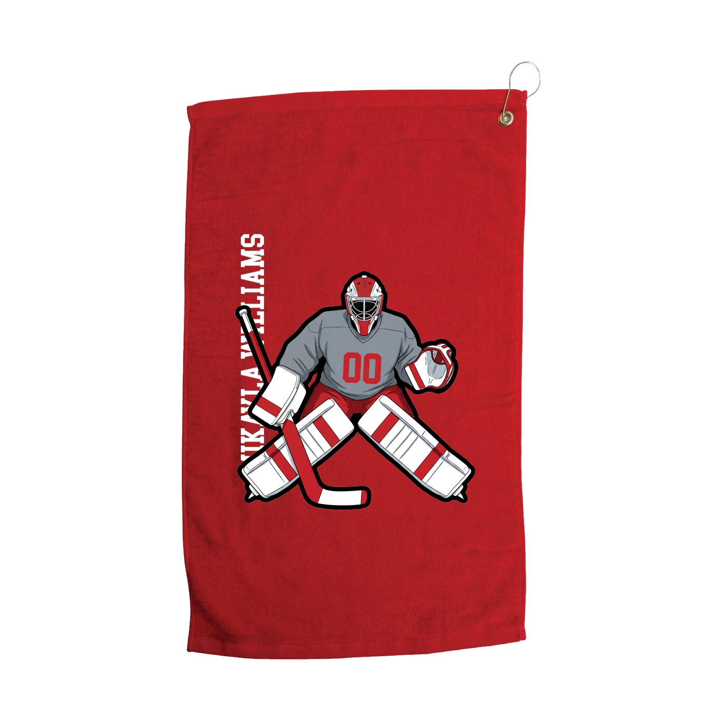 Golf Towel — Name Vertical in Red