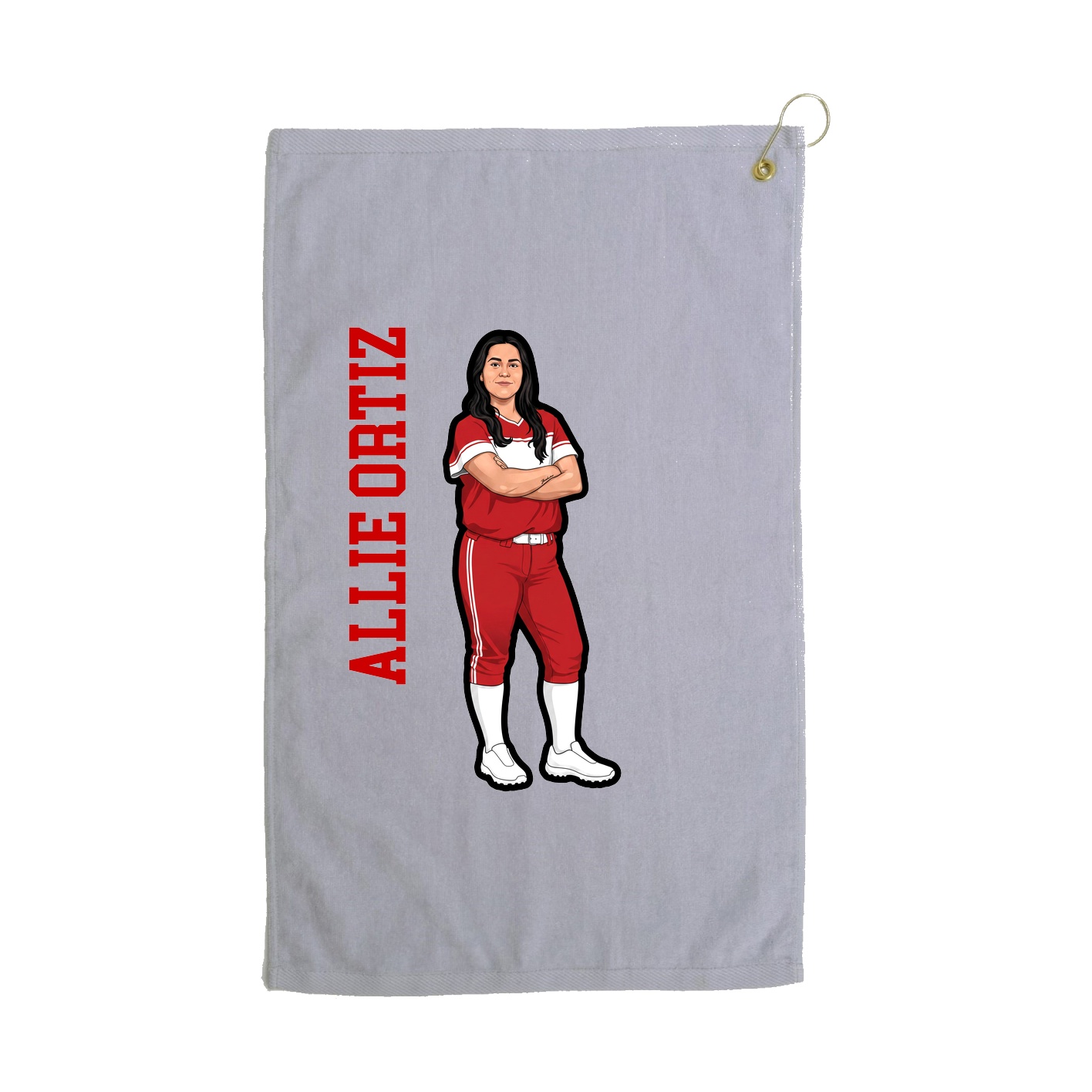 Golf Towel — Name Vertical in Grey